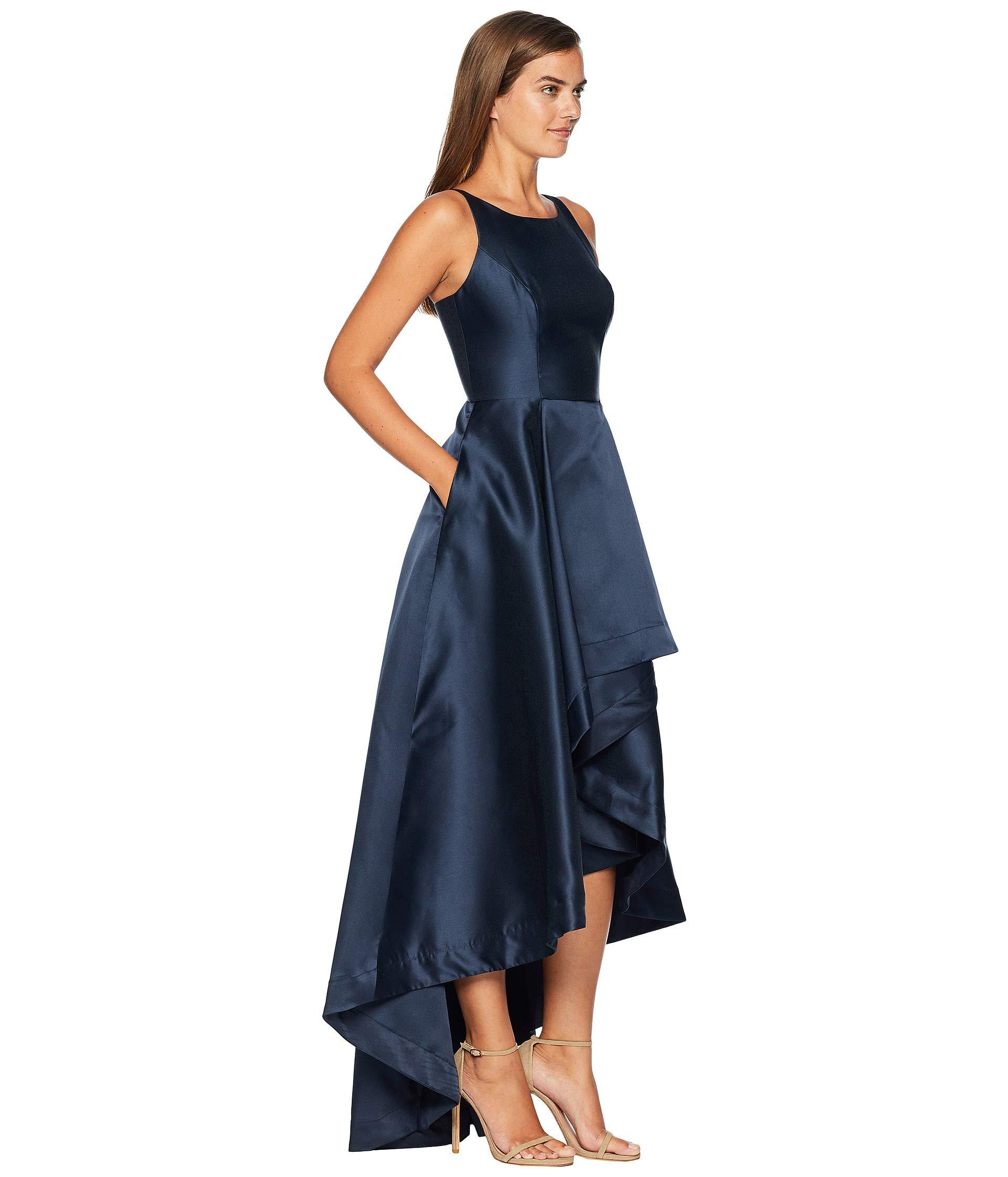 Adrianna Papell Mikado High-low Gown (midnight) Women's Dress in Blue | Lyst