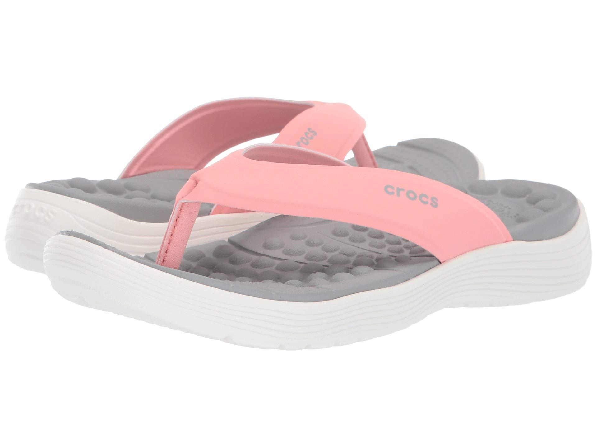 Crocs™ Reviva Flip (cobblestone/stucco) Women's Sandals in White - Lyst
