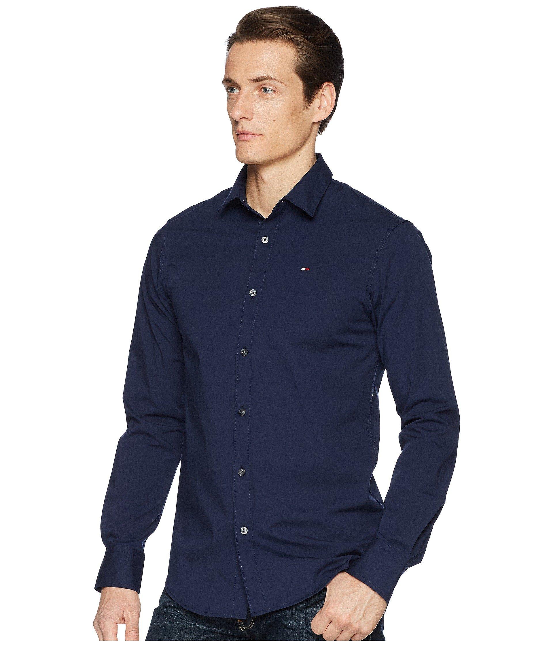 Tommy Hilfiger Cotton Stretch Long Sleeve Button Down Shirt in Black