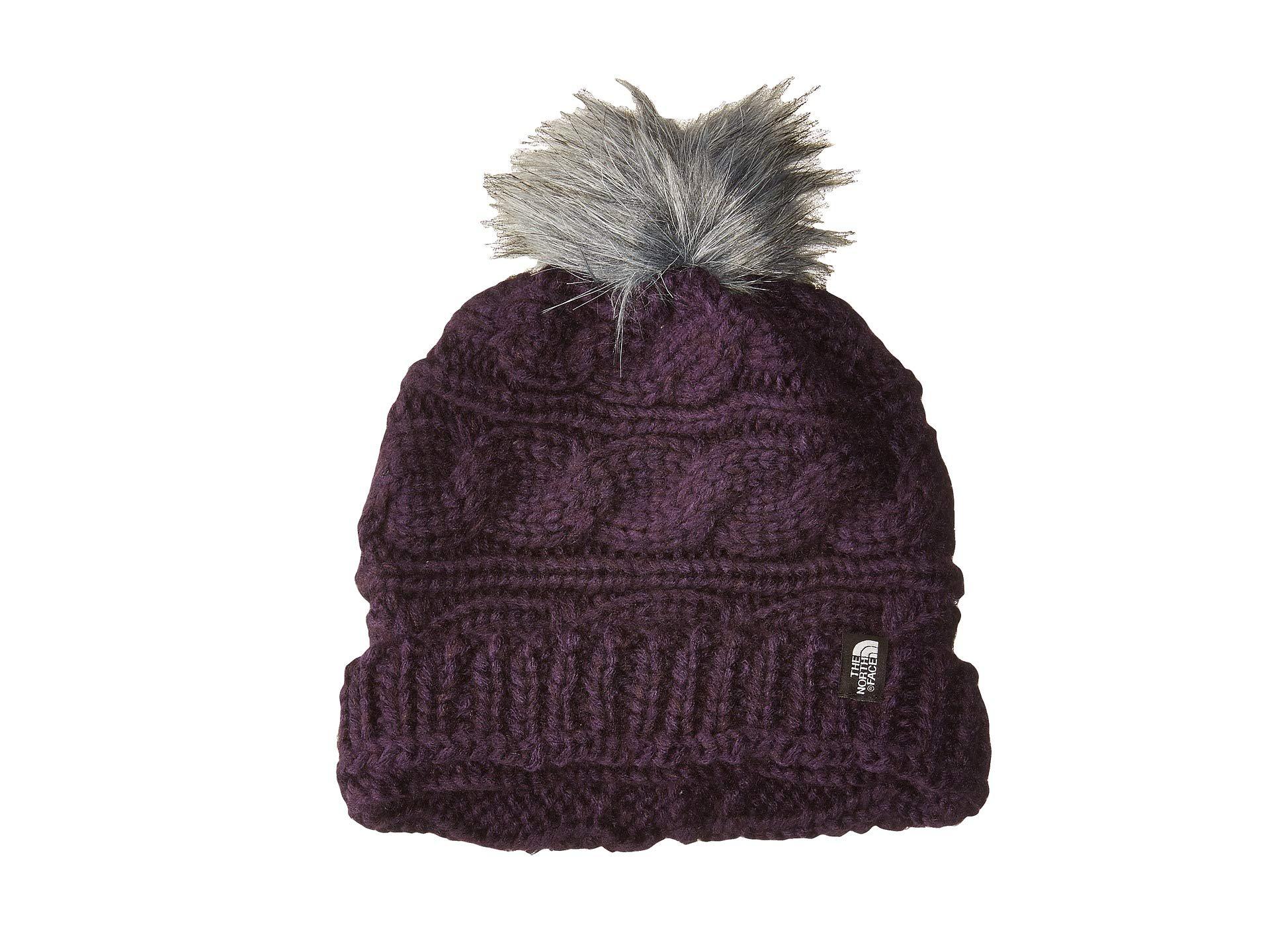the north face triple cable fur pom