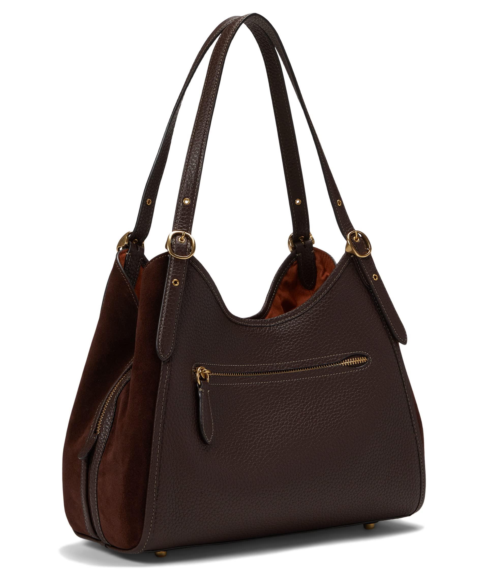 COACH Mixed Leather With Suede Gusset Lori Shoulder Bag in Brown | Lyst