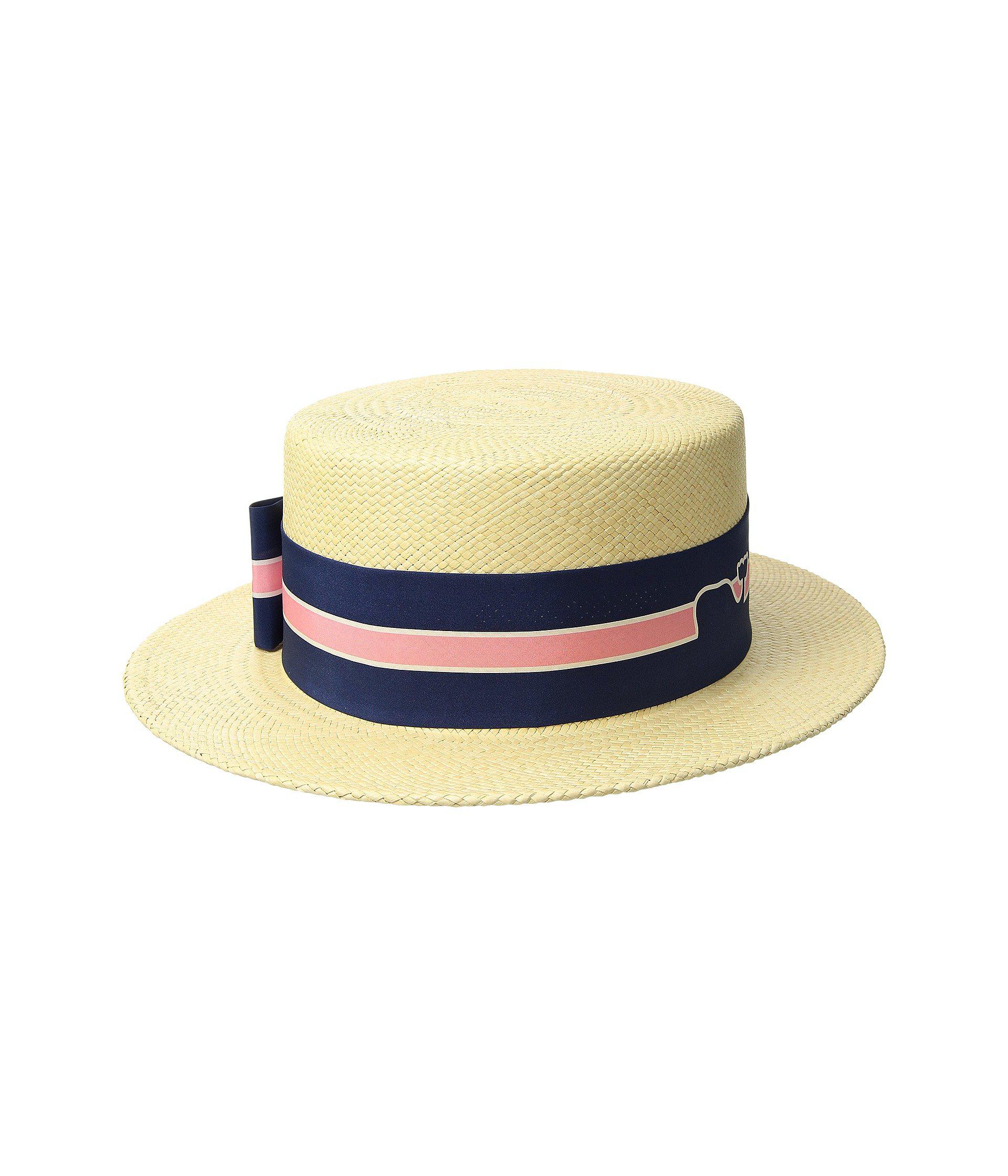 Vineyard Vines Silk Kentucky Derby Boater Straw Hat in Natural Lyst