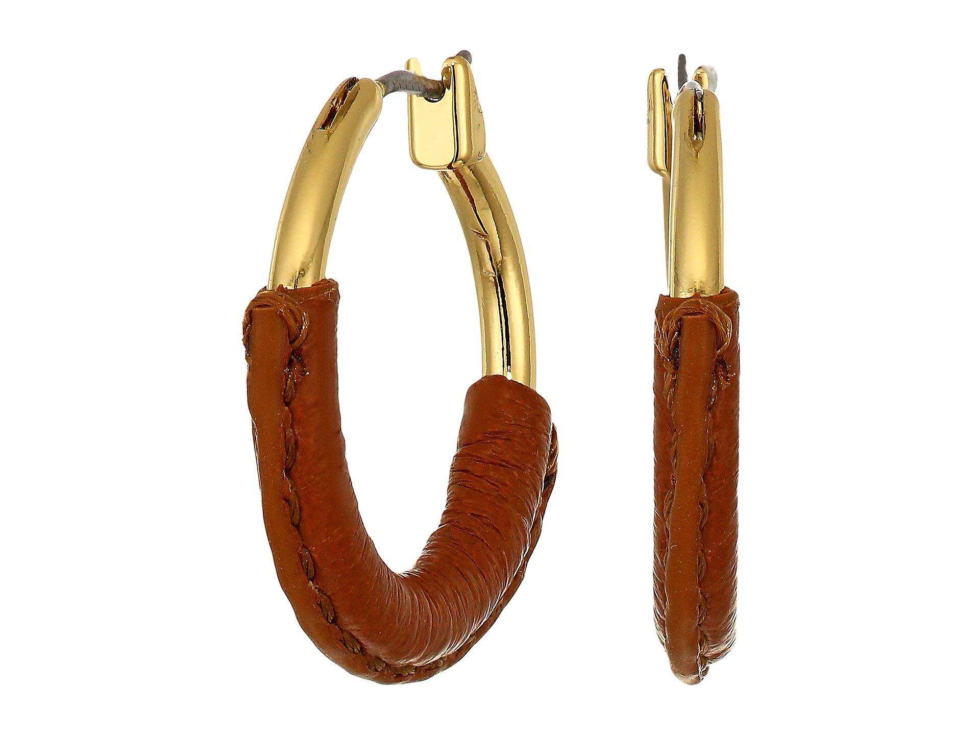 Lauren by Ralph Lauren Small Leather Wrapped Hoop Earrings (gold