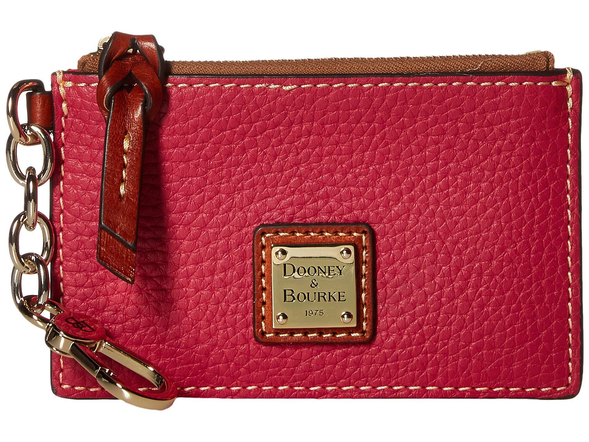 Dooney & Bourke Leather Pebble Zip Top Card Case in Red Lyst