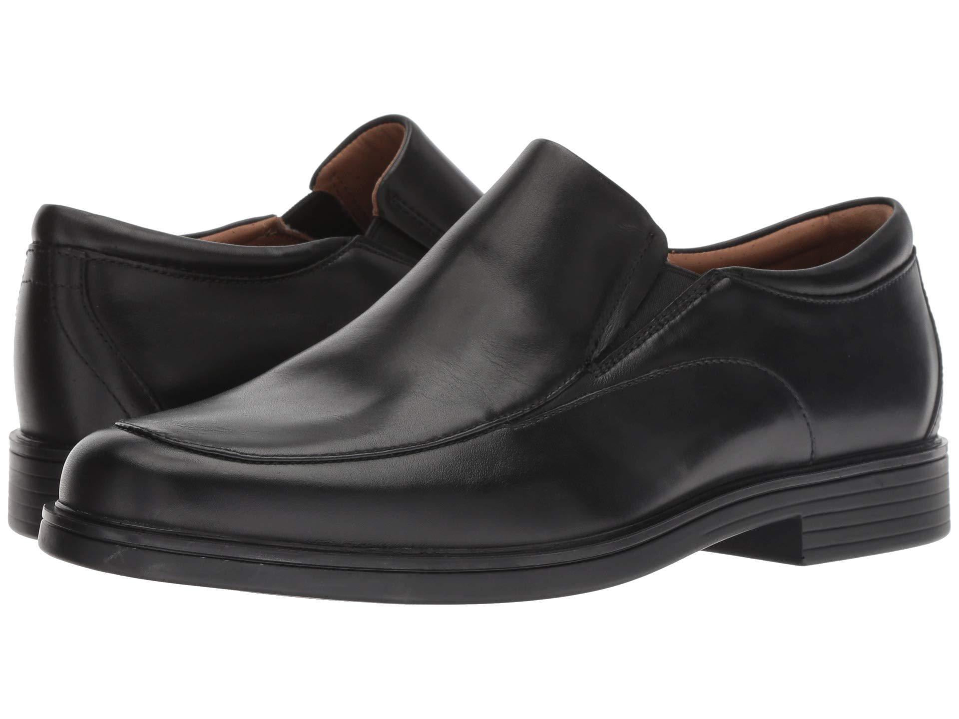 clarks mens slip on shoes black
