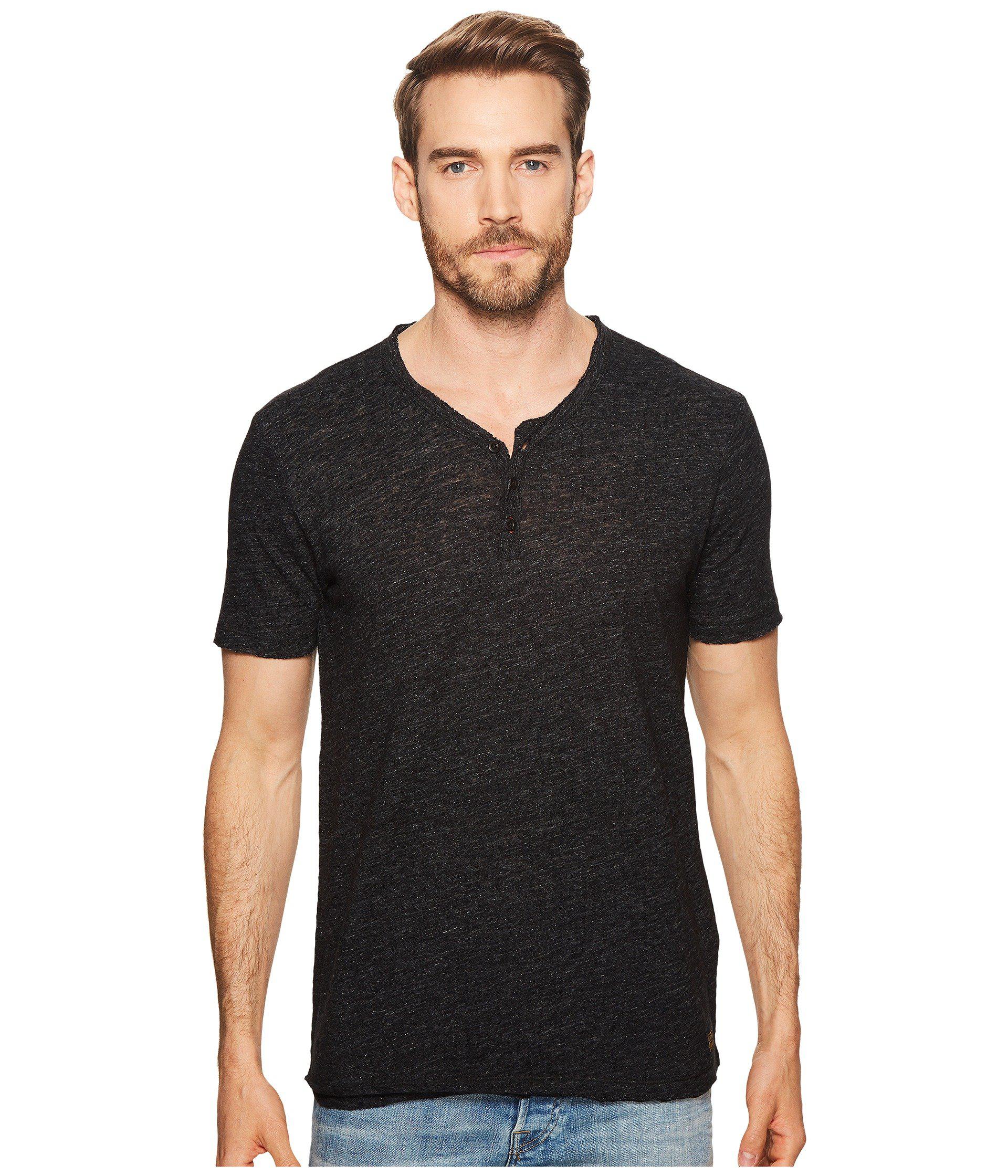 Cotton Raw Edge Y-neck Henley Shirt 