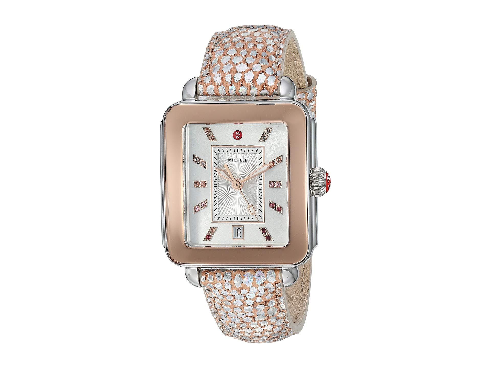 Michele Leather Deco Sport Watch in Gold (Metallic) Save 40 Lyst