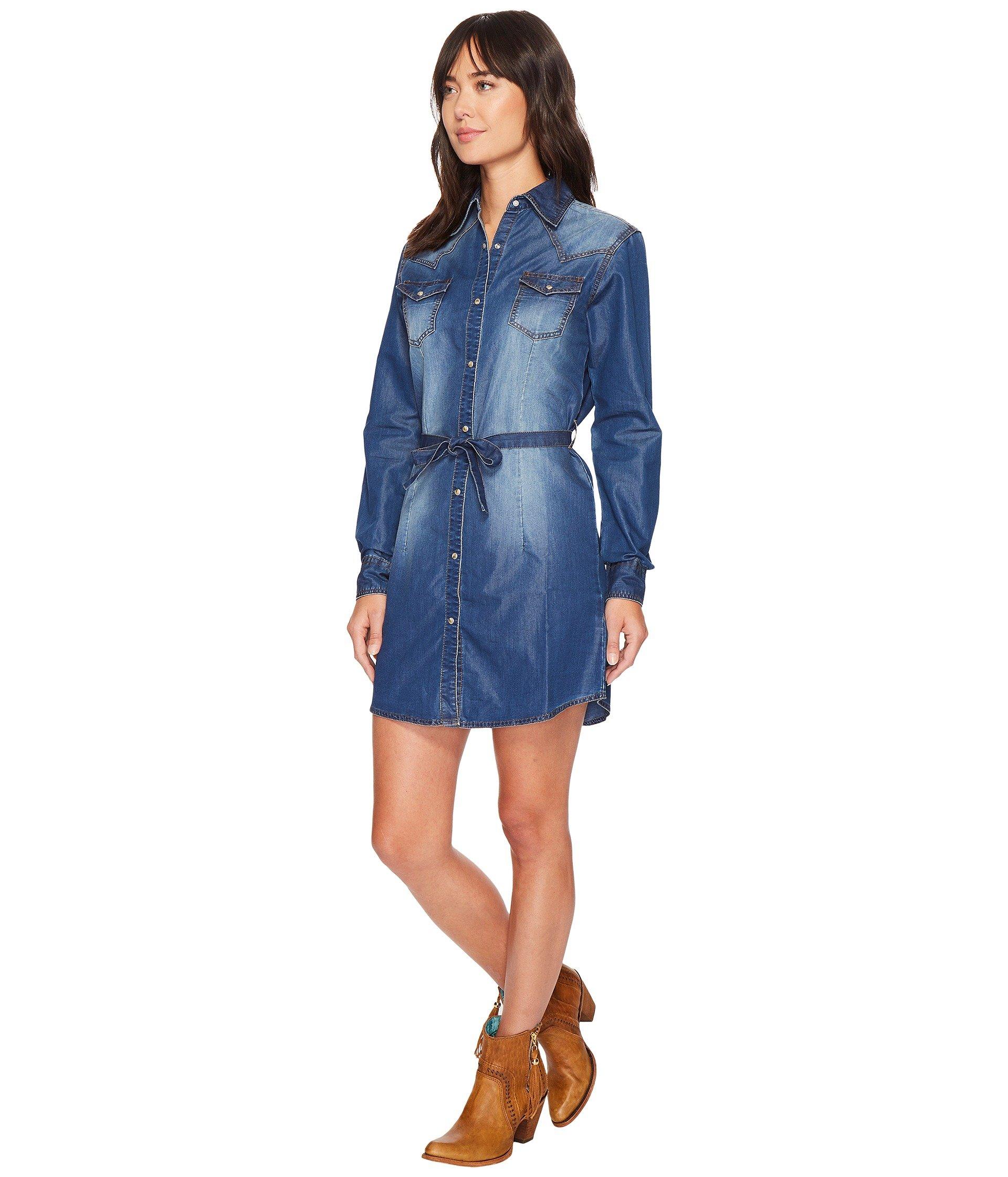 Wrangler Western Denim Shirt Dress in Dark Denim (Blue) Lyst