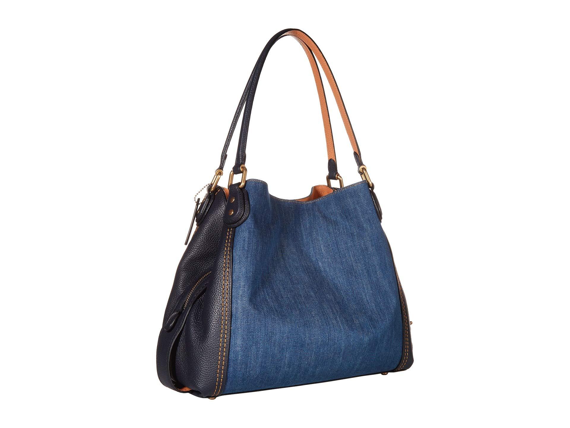 COACH Denim And Leather Blocked Edie 31 Shoulder Bag (medium Denim/brass)  Handbags in Blue