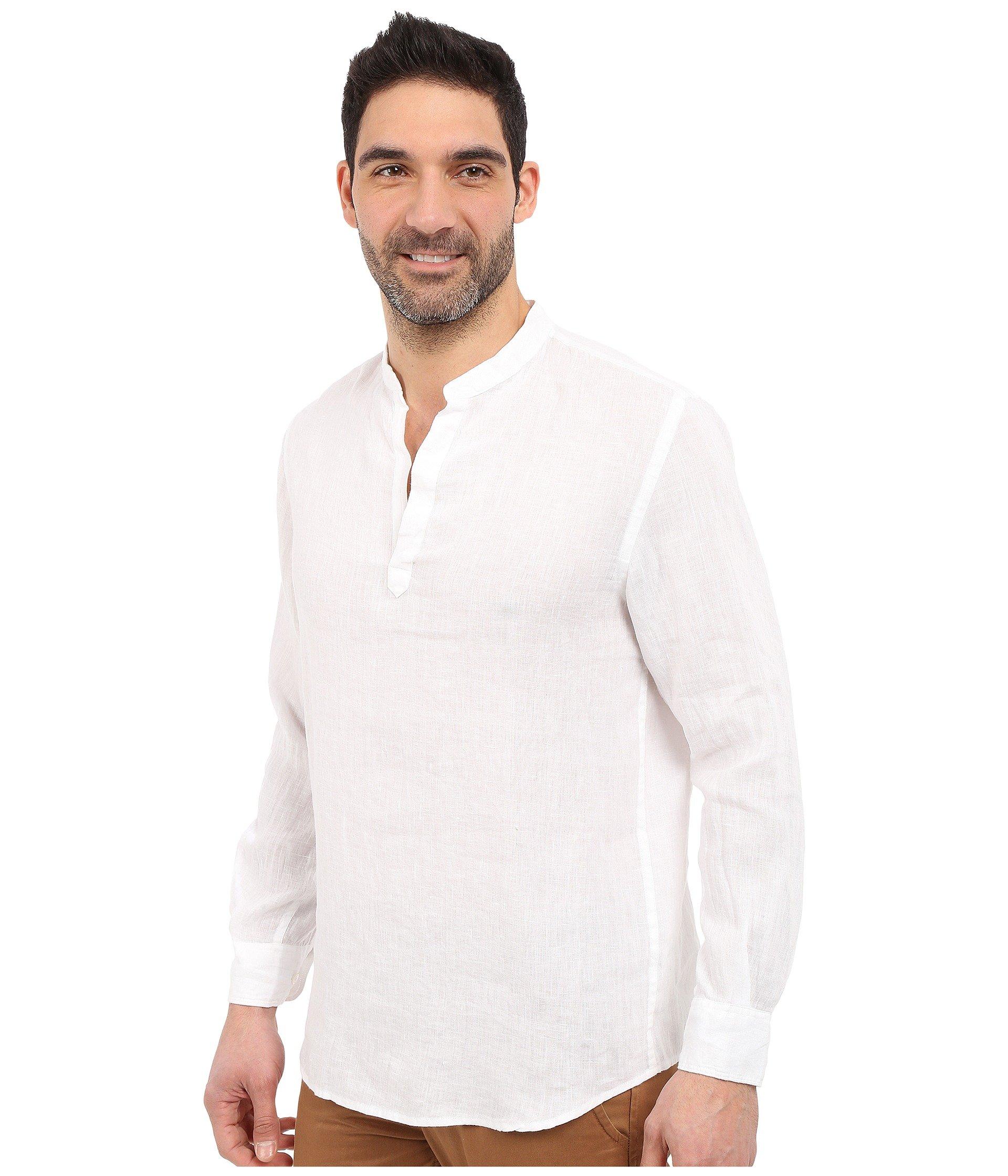 Long Sleeve Solid Linen Popover Shirt 