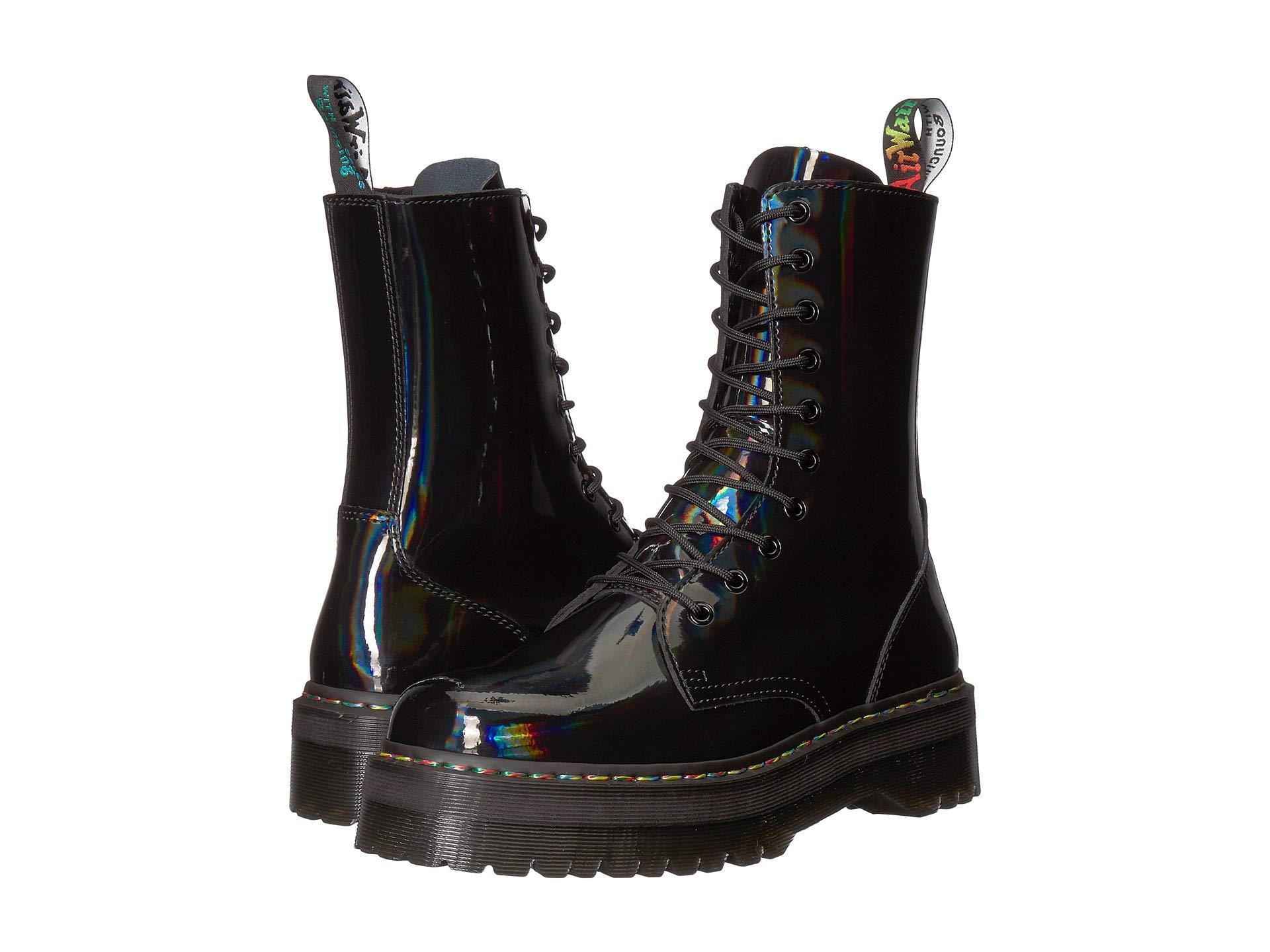 Dr. Martens Jadon Hi Rainbow Patent in Black | Lyst