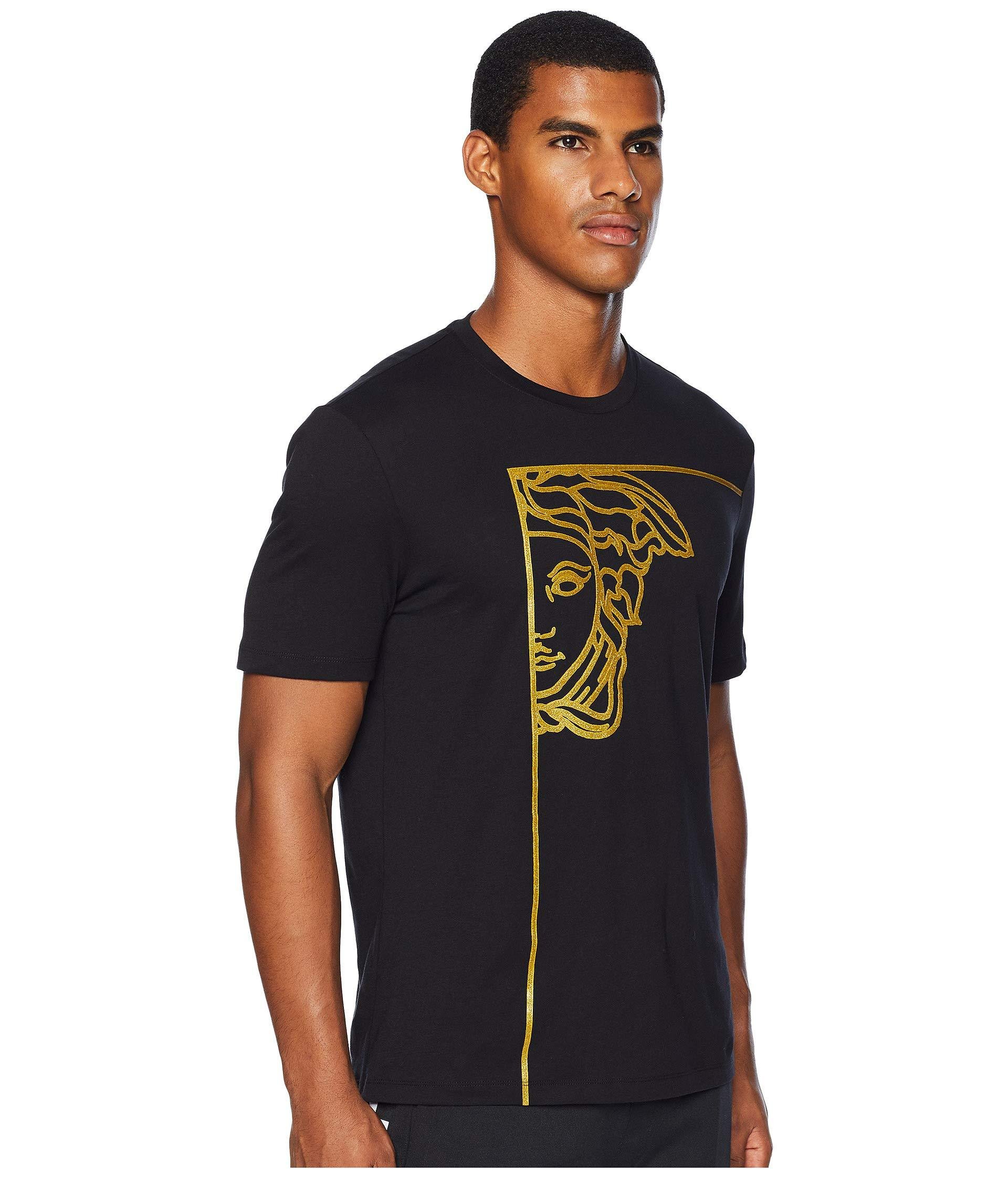 fiets Incarijk opvolger Versace Gold Half Medusa Tee (black/gold) Men's T Shirt for Men | Lyst
