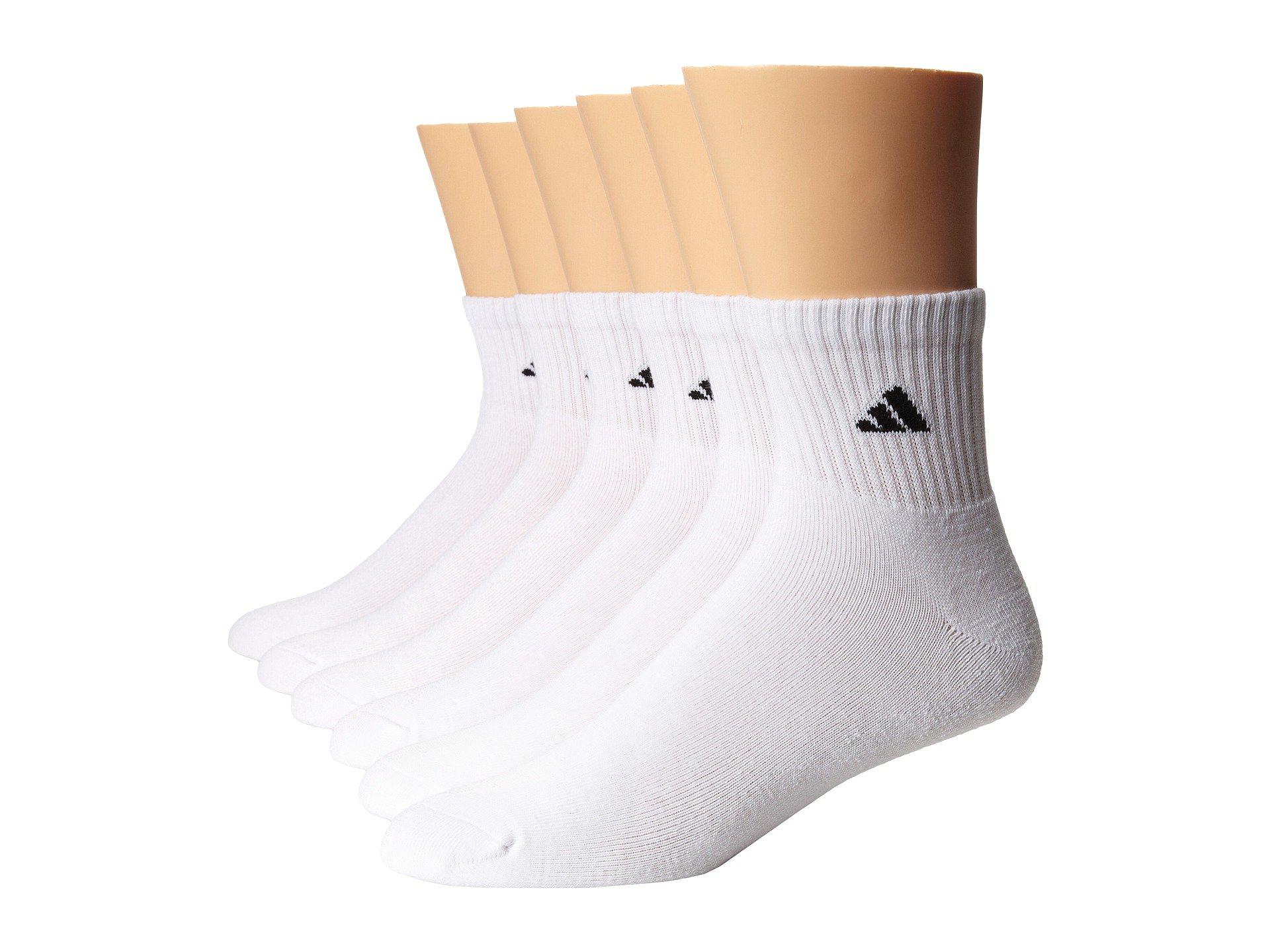 adidas Synthetic Athletic 6pack Quarter Socks (white/black) Men's