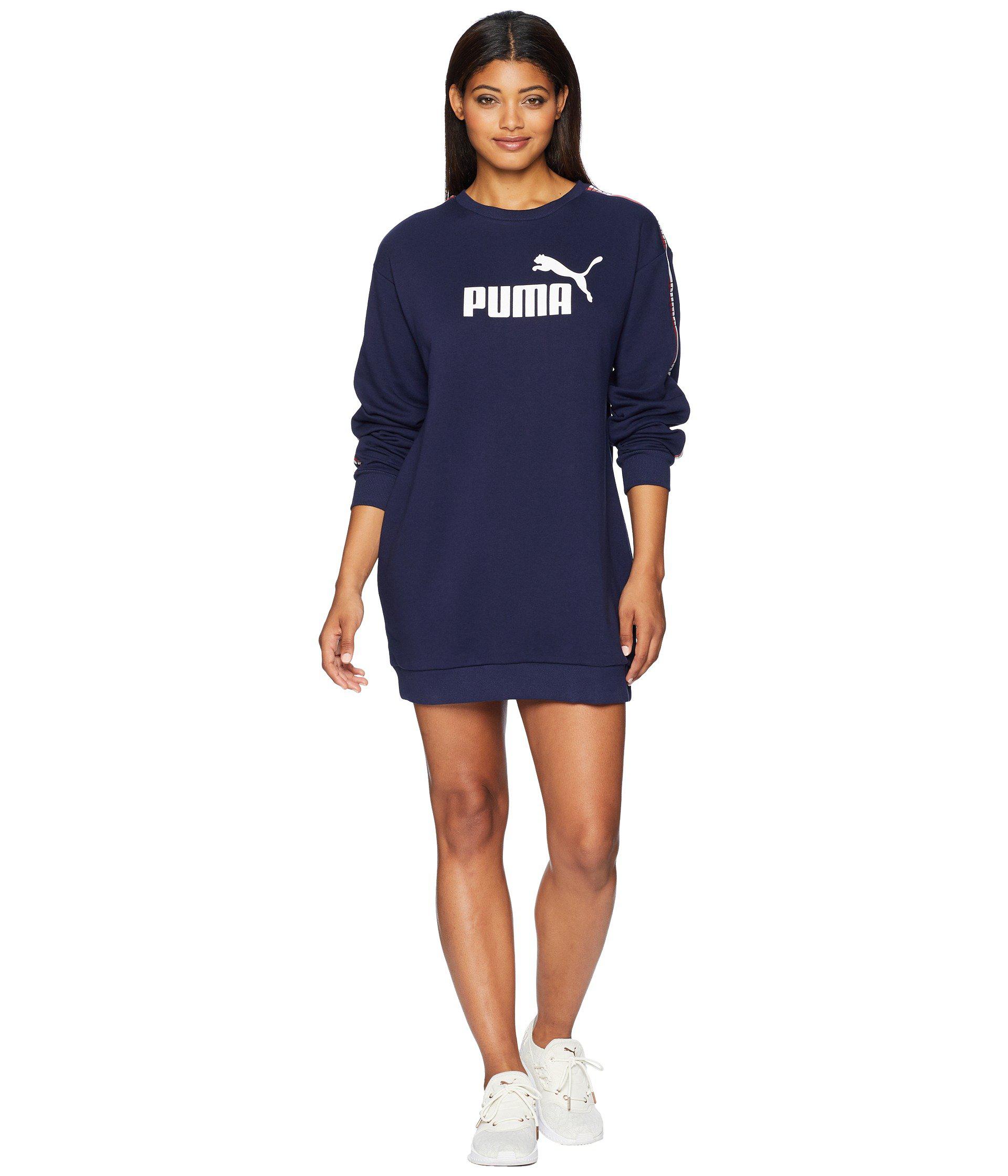 PUMA Cotton Tape Terry Dress in Blue - Lyst