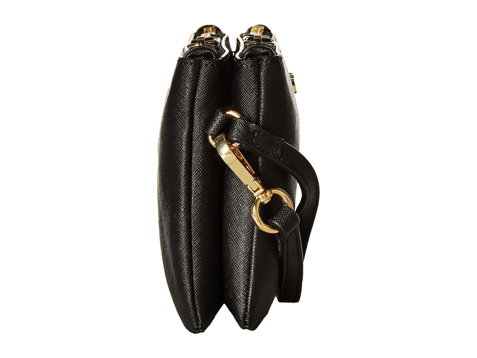 Lyst - Calvin Klein Saffiano Wristlet (black/gold) Wristlet Handbags in Black