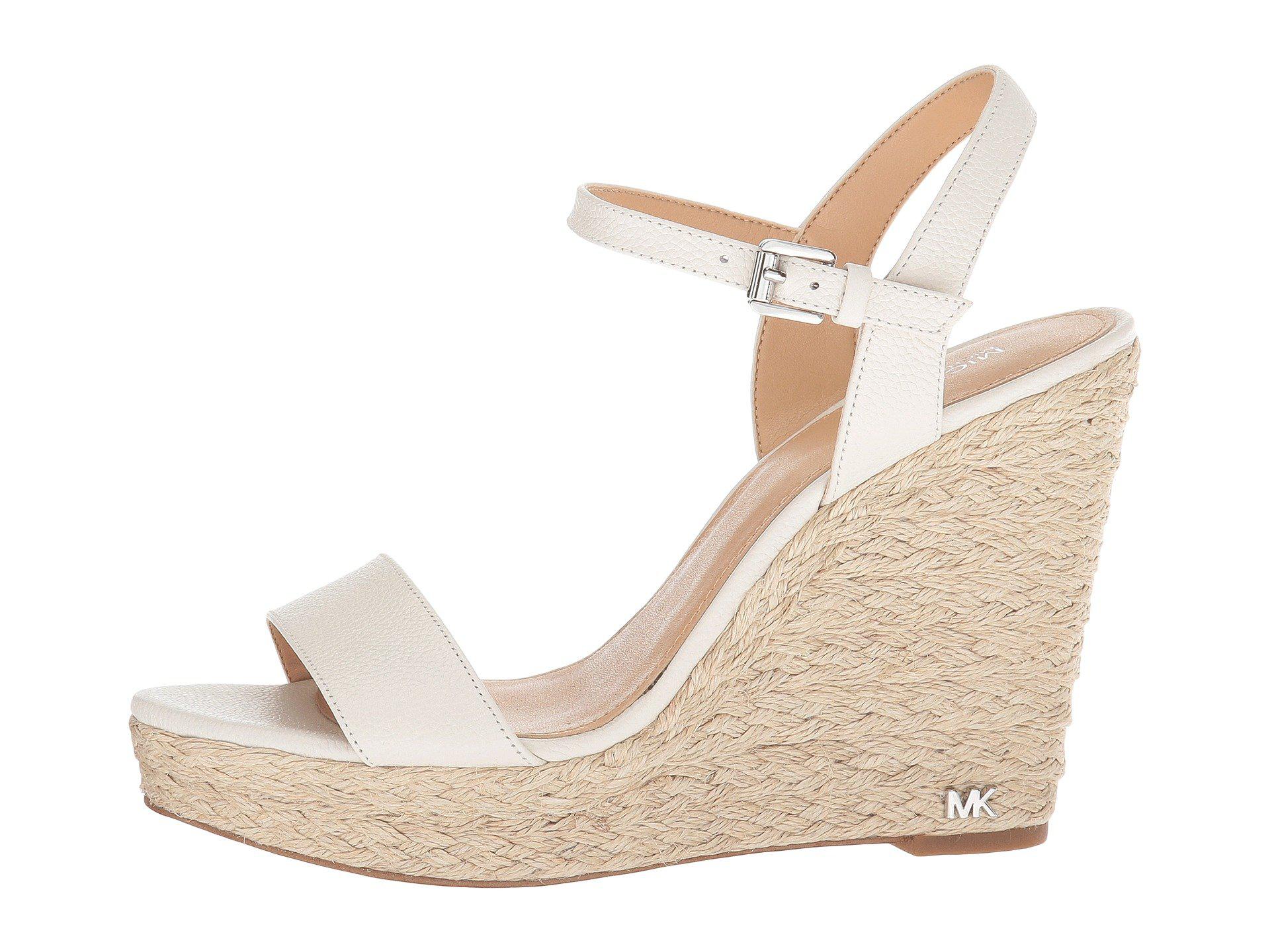MICHAEL Michael Kors Leather Jill Espadrille Wedges in White - Lyst