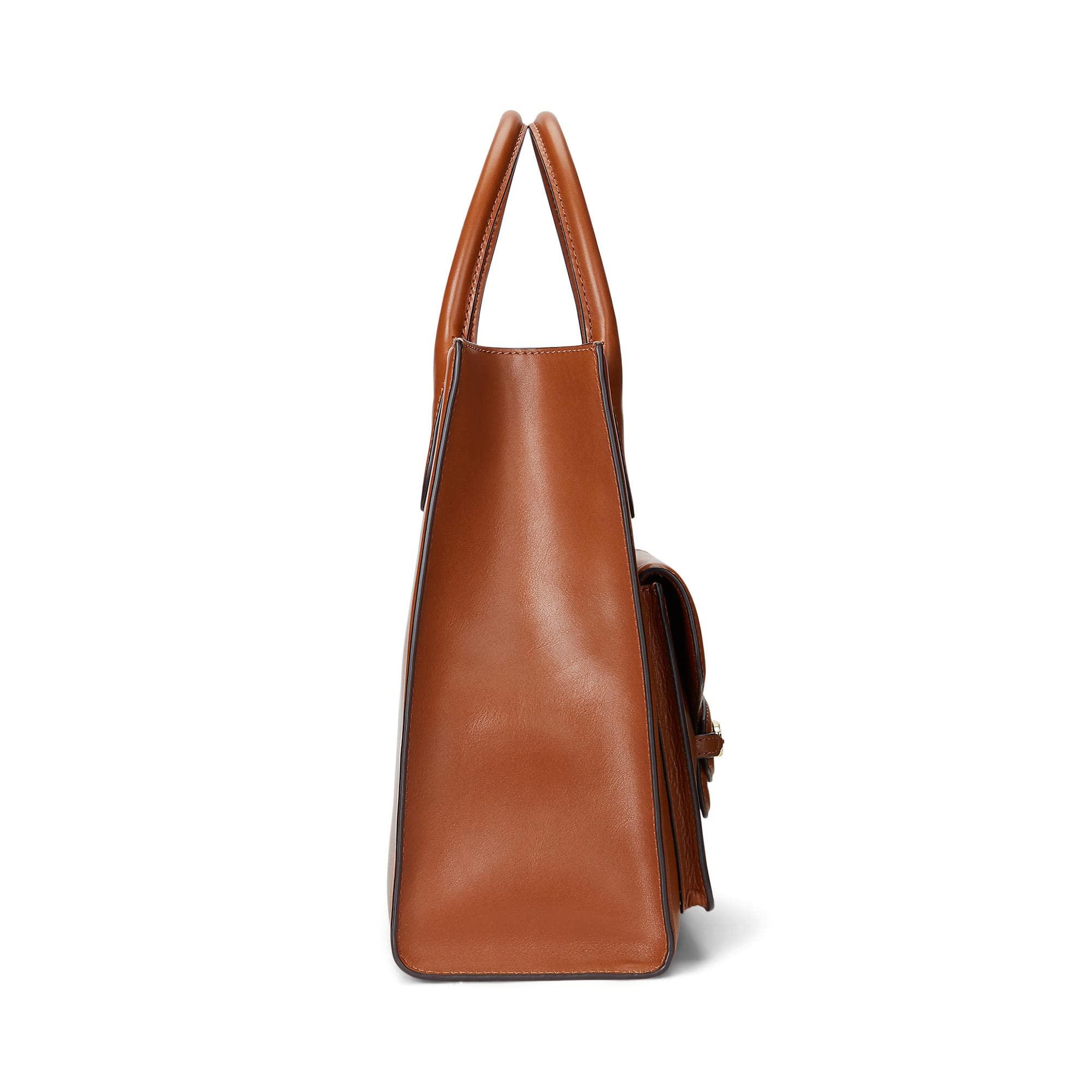 Lauren by Ralph Lauren Leather Large Symone Tote Bag in Natural | Lyst