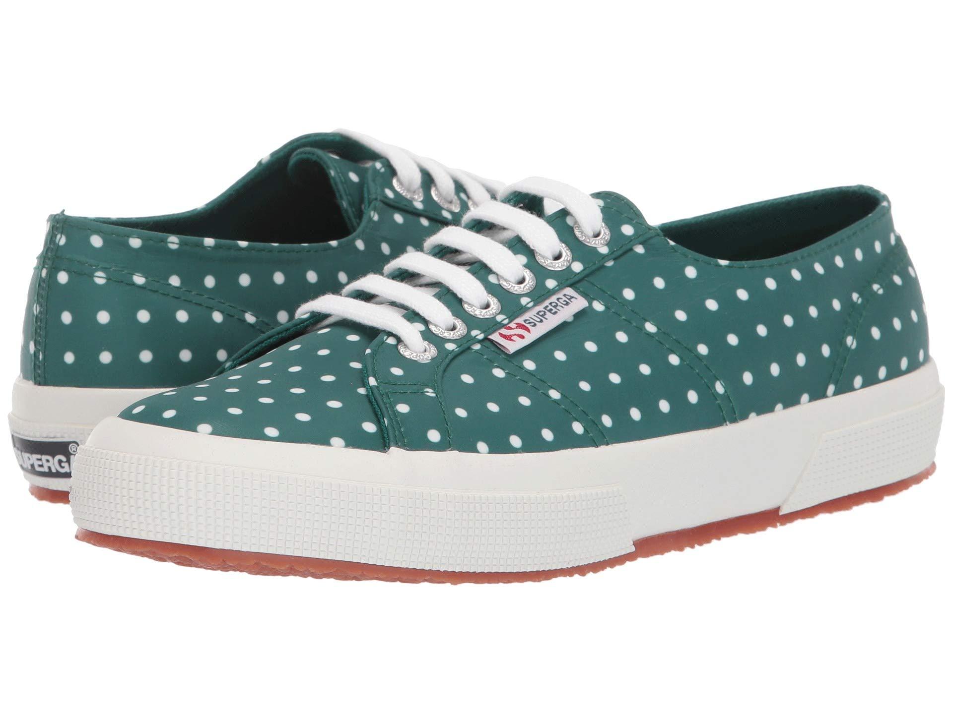 Superga Cotton 2750 Microtechw Sneaker in Green Polka Dot