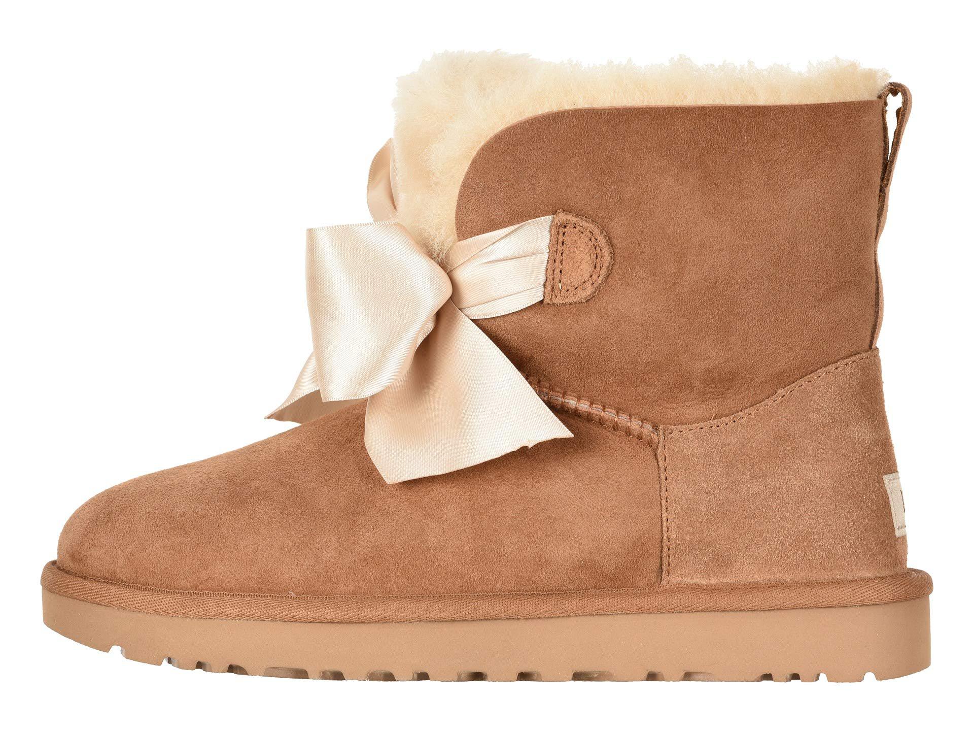 UGG Fur Gita Bow Mini Boot (seal) Women's Pull-on Boots in Chestnut (Brown)  | Lyst