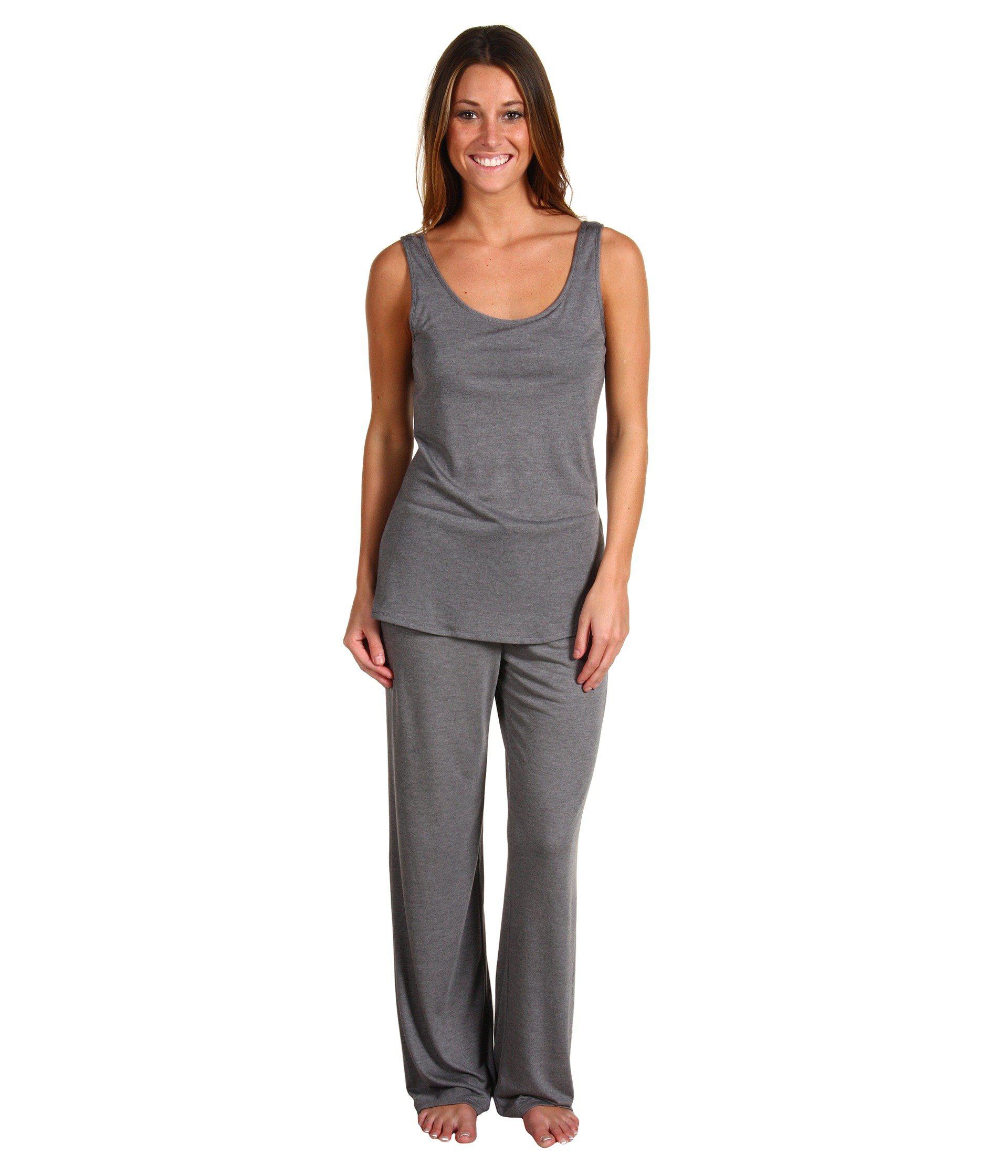 Natori Zen Floral Tank Pj W/ Shelf Bra (heather Grey) Women's Pajama Sets  in Gray