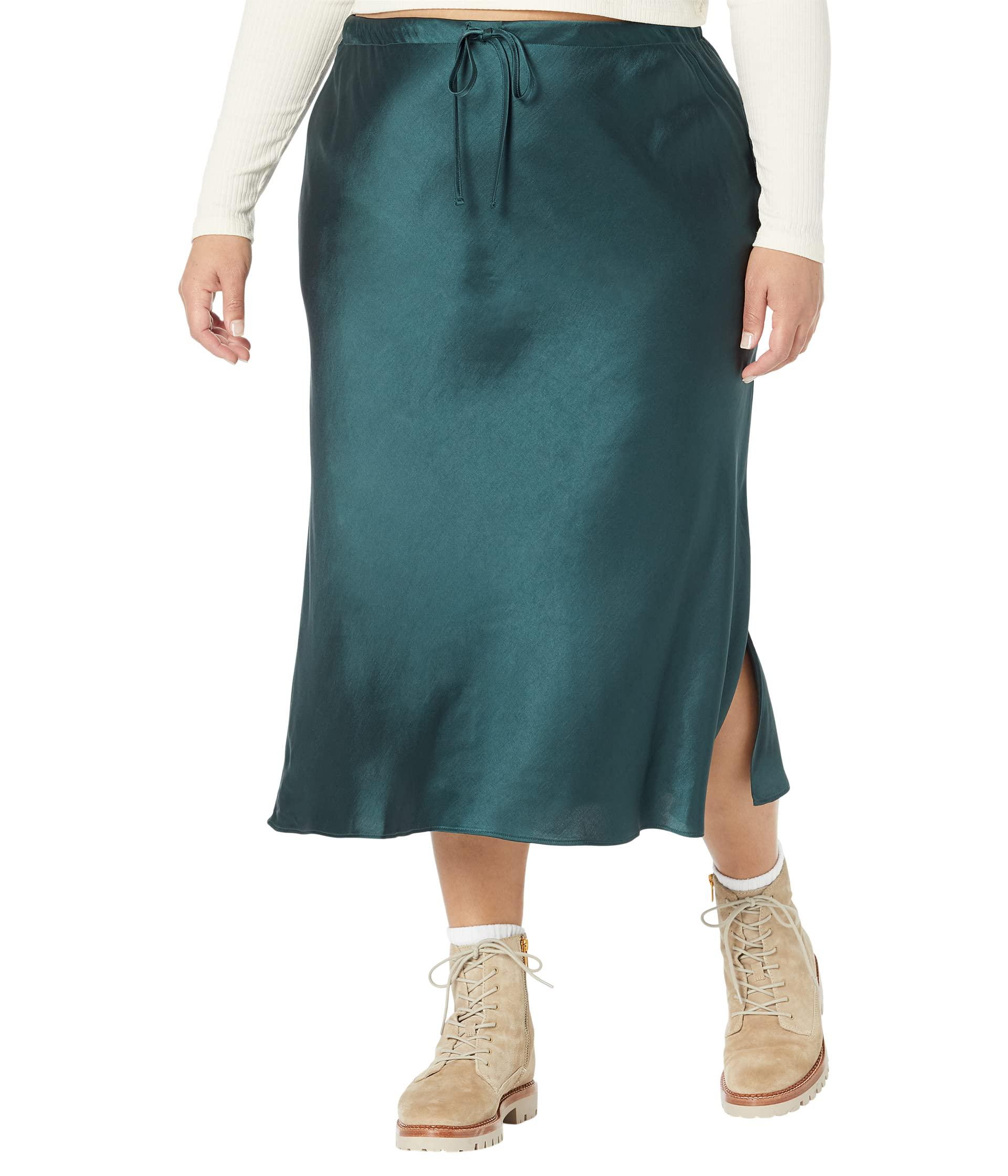 Madewell Plus Bias Slip Midi Skirt in Green | Lyst