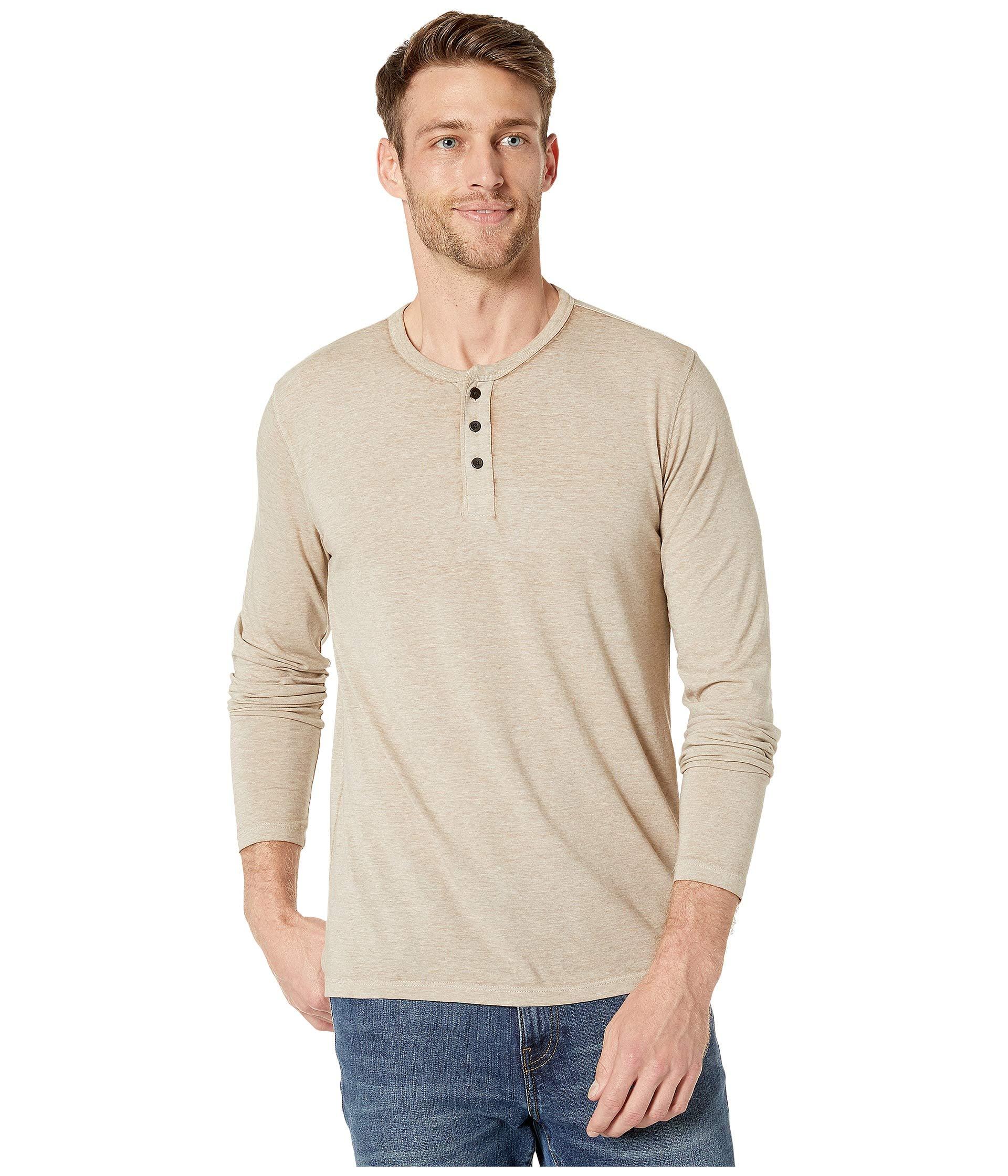 Lucky Brand Cotton Venice Burnout Henley in Brown for Men - Lyst