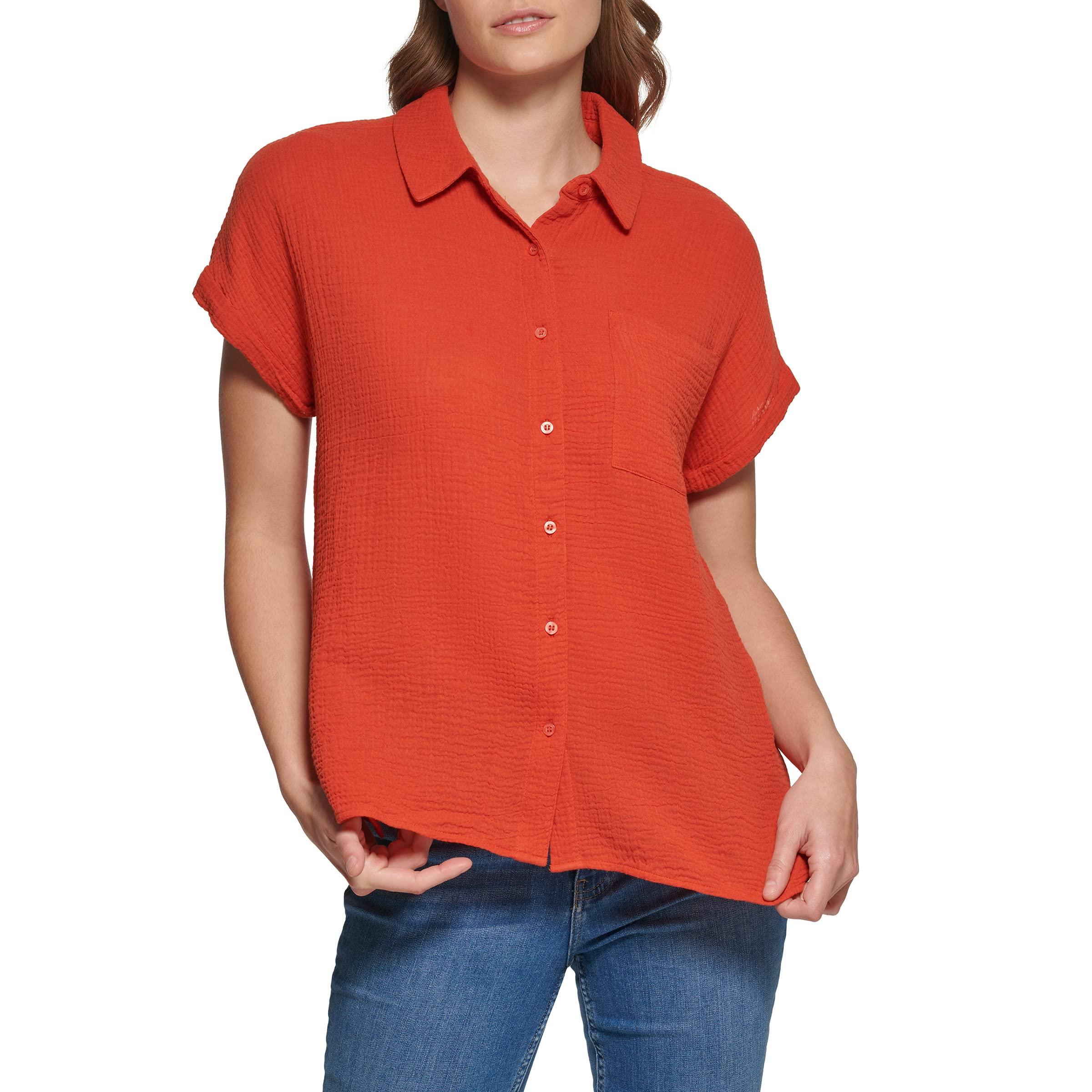 Short Sleeve Button Front Camp Shirt 