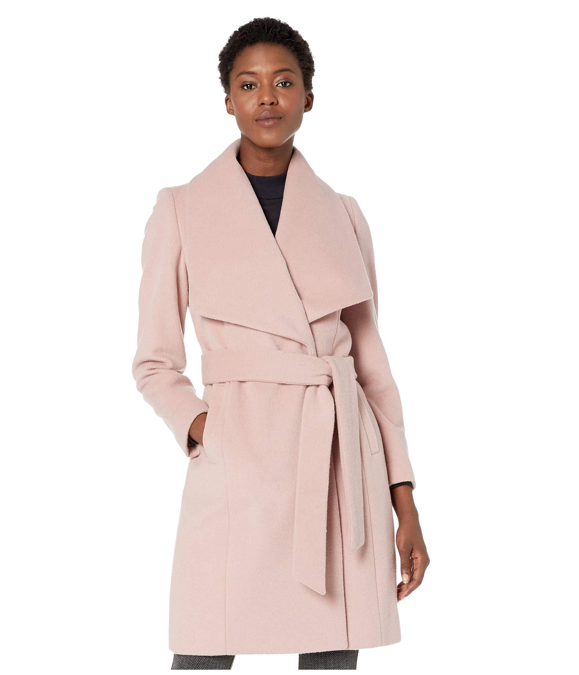 Cole Haan Slick Wool Wrap Coat W/ Exaggerated Collar in Pink Lyst