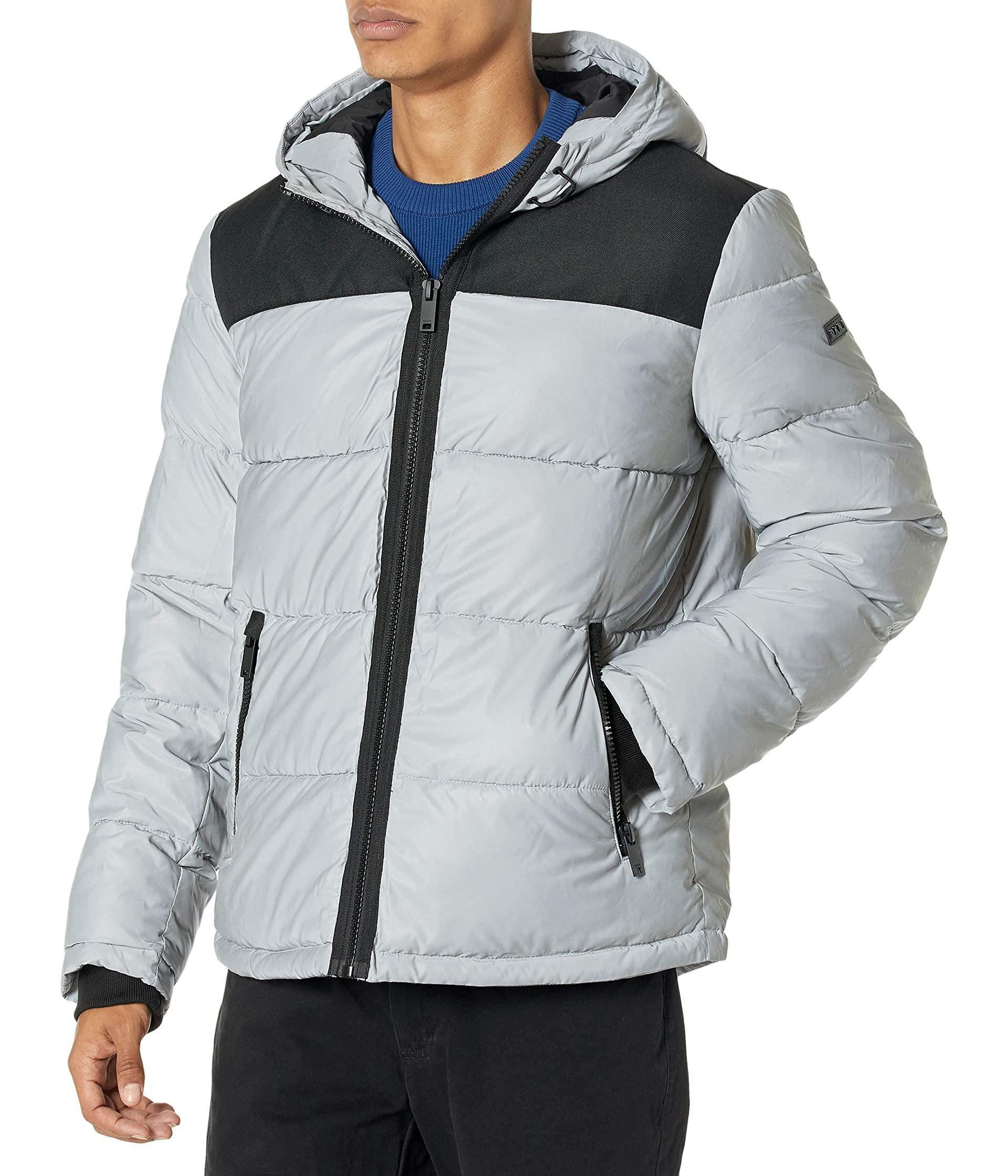 dkny silver puffer jacket