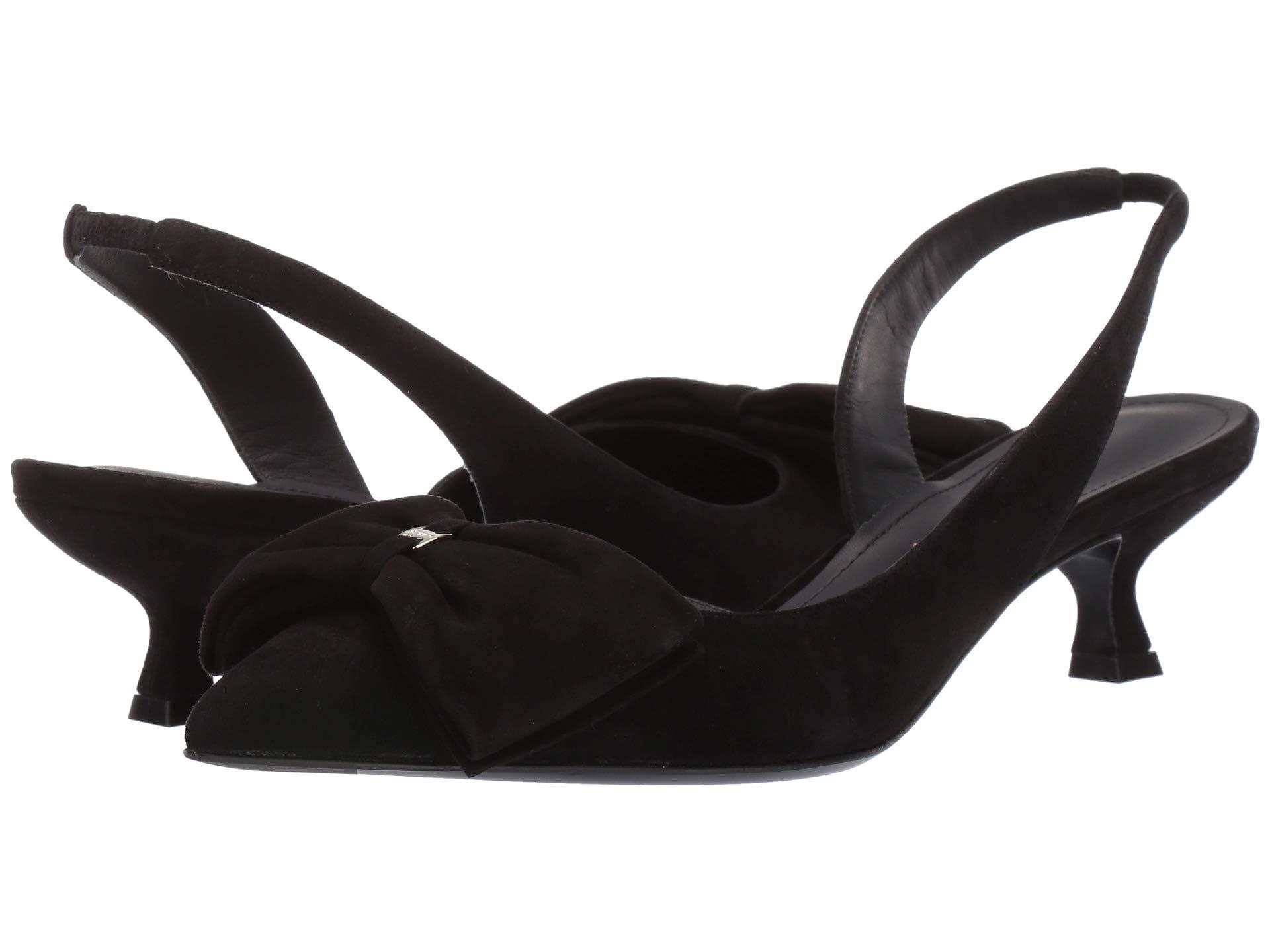 black sling back kitten heel shoes