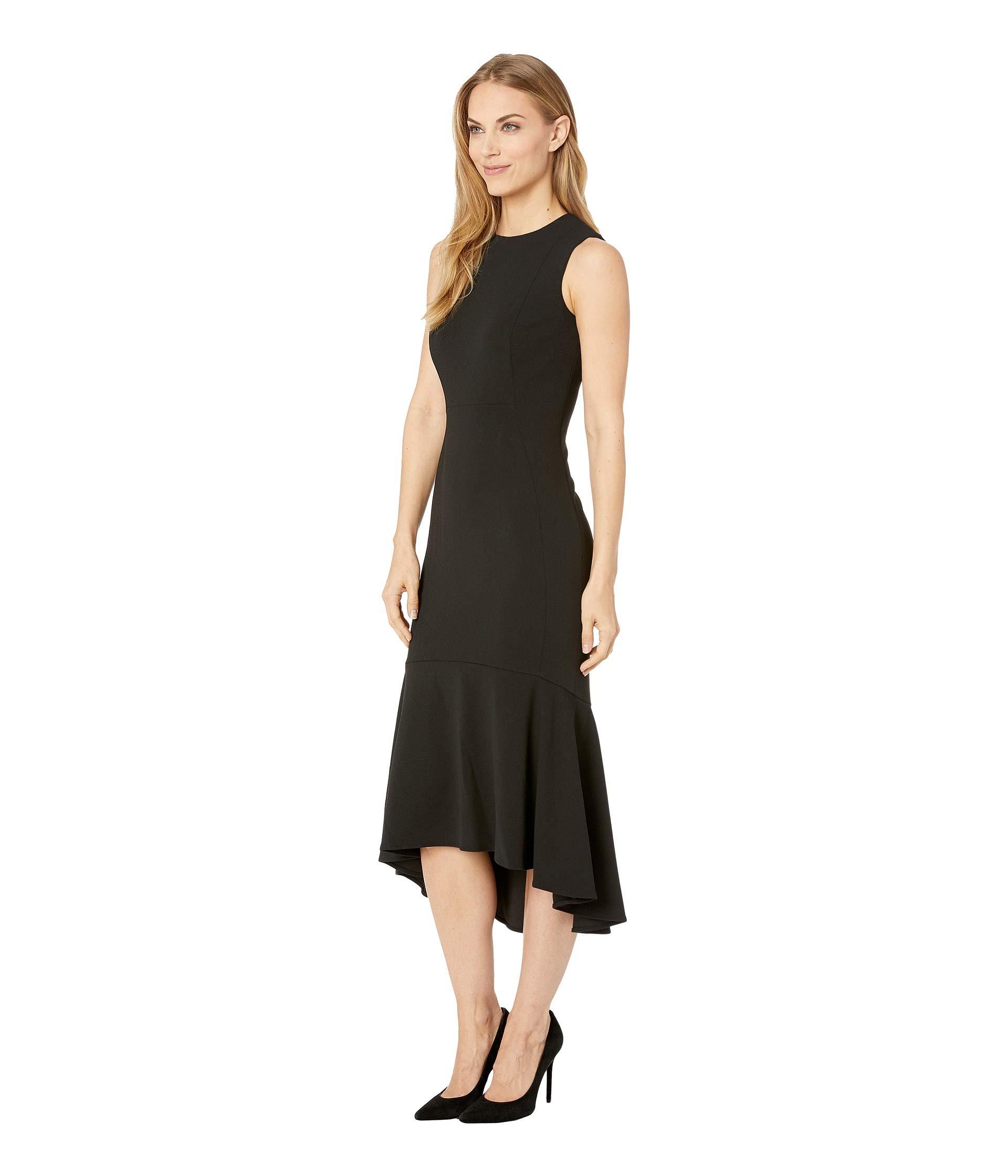 calvin klein black ruffle dress