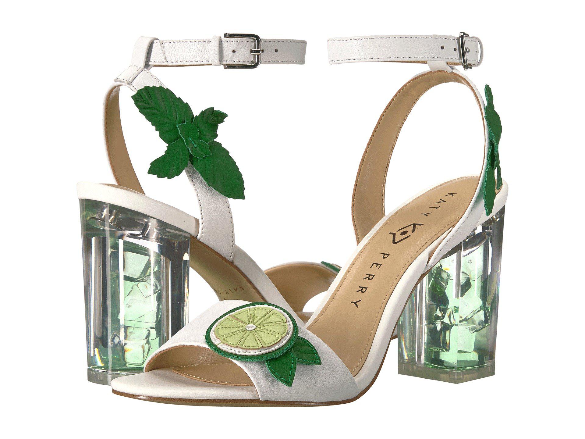 Katy Perry Leather The Rita (white/lime Smooth Nappa) Women's Shoes - Lyst