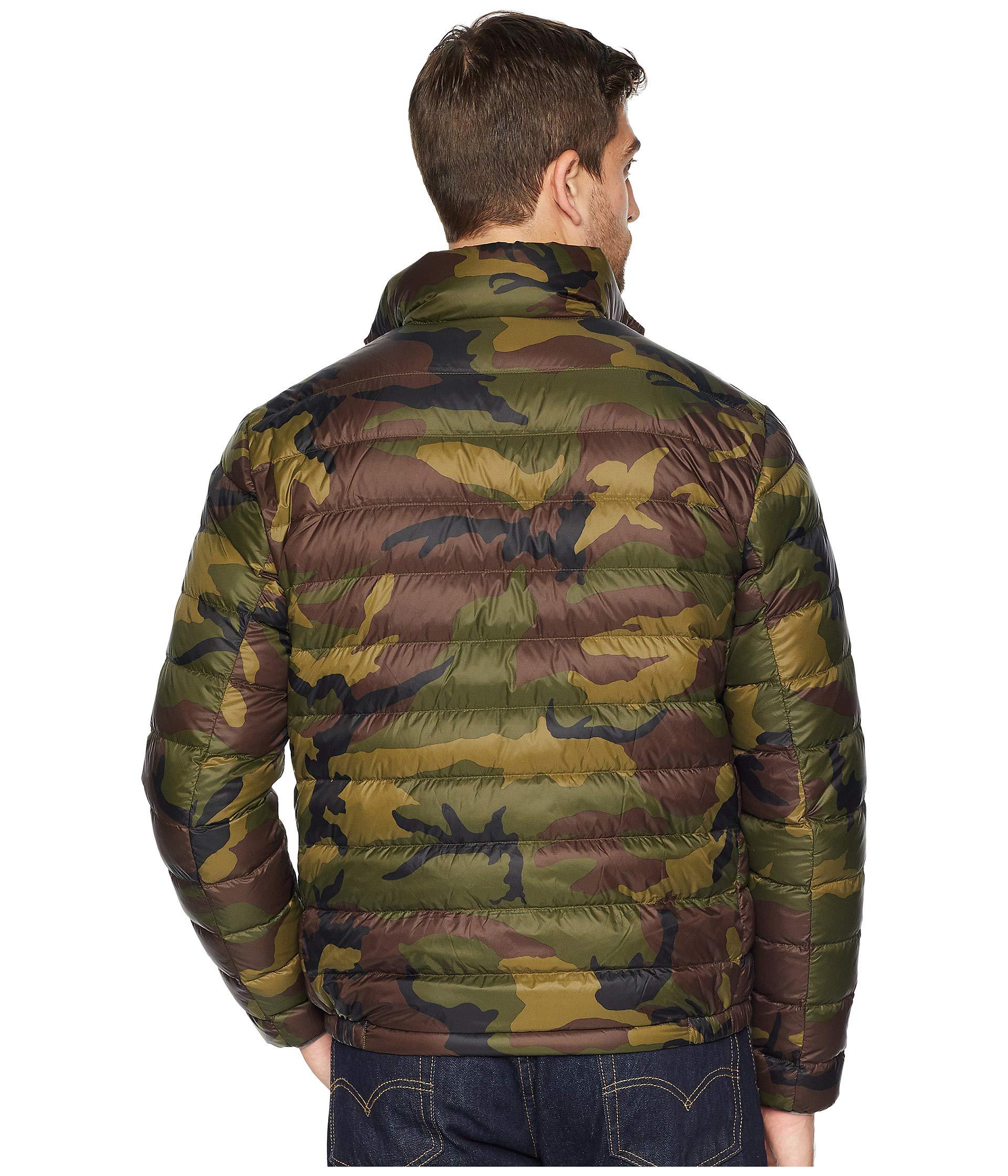 camo packable down jacket
