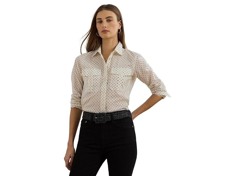 ラルフ・ローレン Lauren Ralph Lauren クラシック Fit Polka-dot Cotton Voile Shirt レディース シ Classic Fit Polka-Dot Cotton Voile Shirt