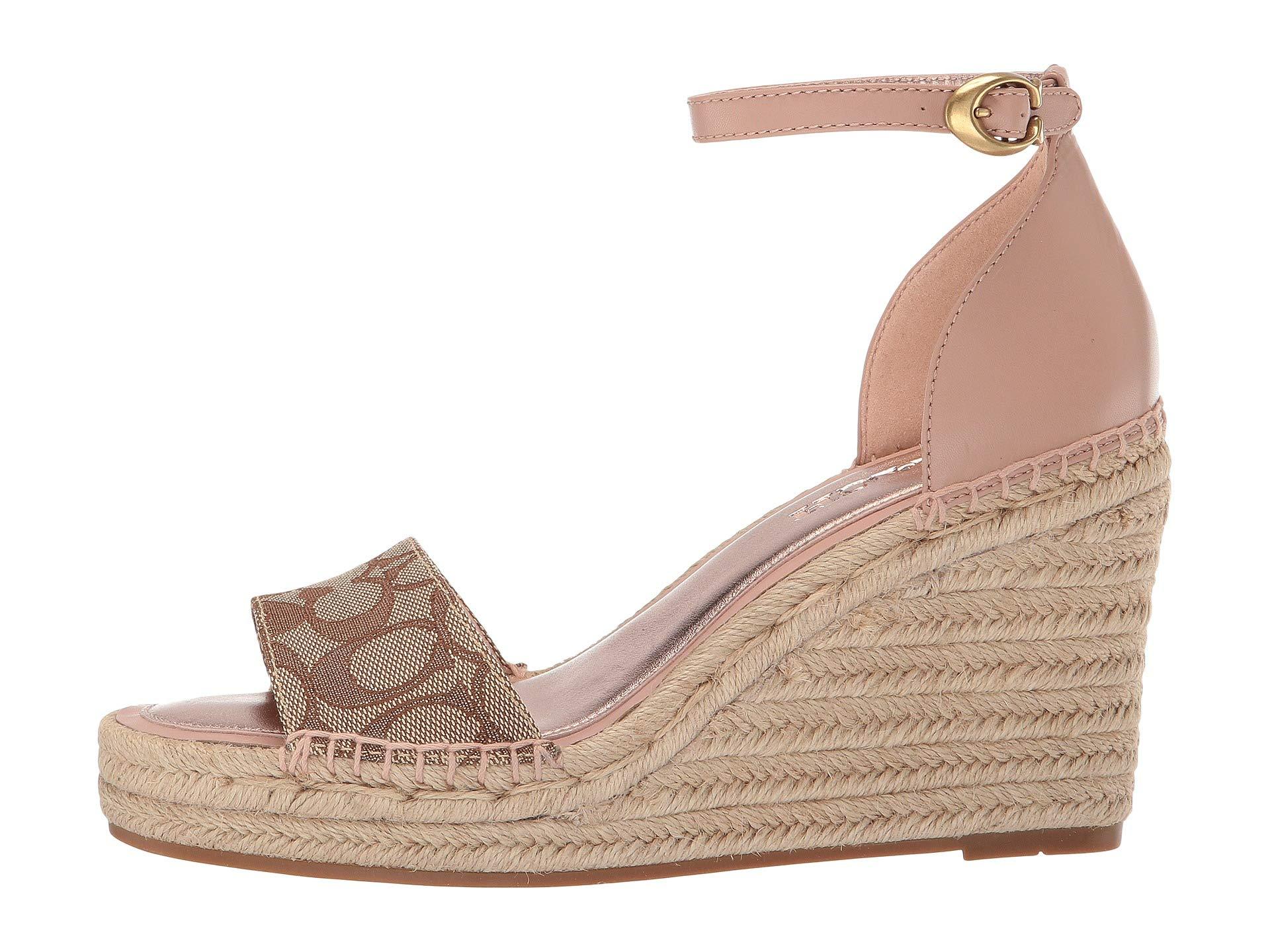 COACH Leather Kit Signature Ankle-strap Wedge Espadrilles in Khaki ...