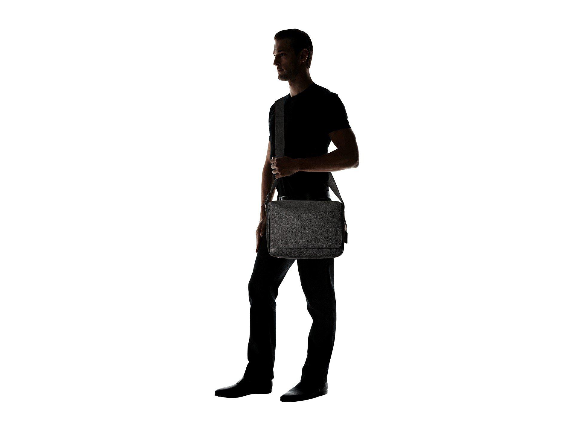 COACH Pebbled Metropolitan Courier (qb/black) Messenger Bags in Black for Men - Lyst