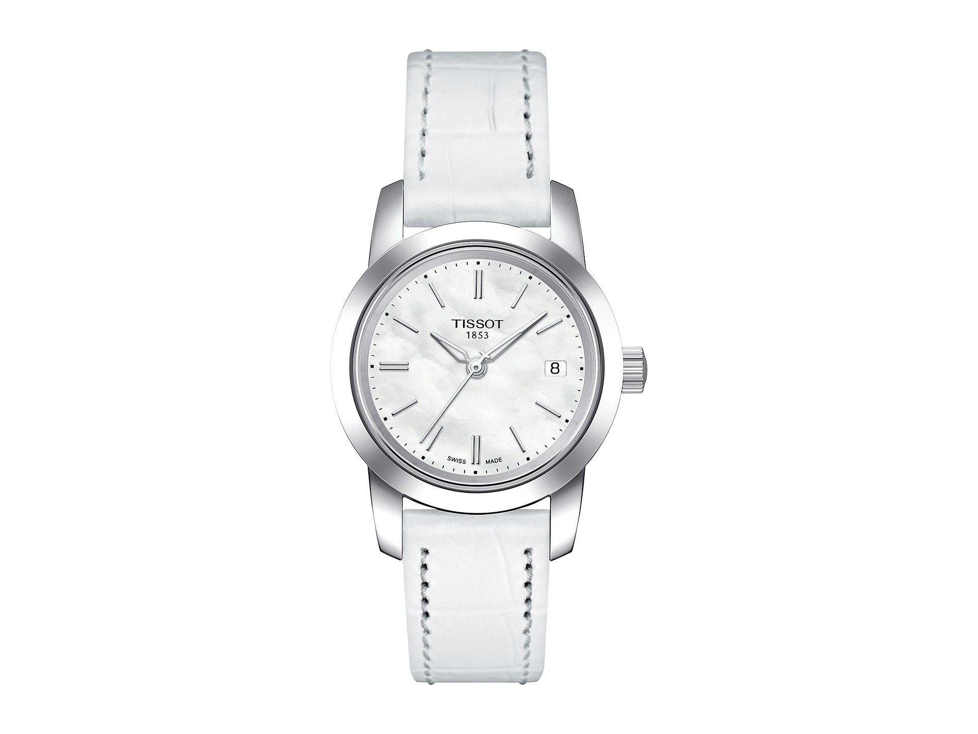 Tissot T0332101611100 Women's Classic Dream Date Leather Strap Watch in  Mother-of-Pearl/White (White) - Lyst