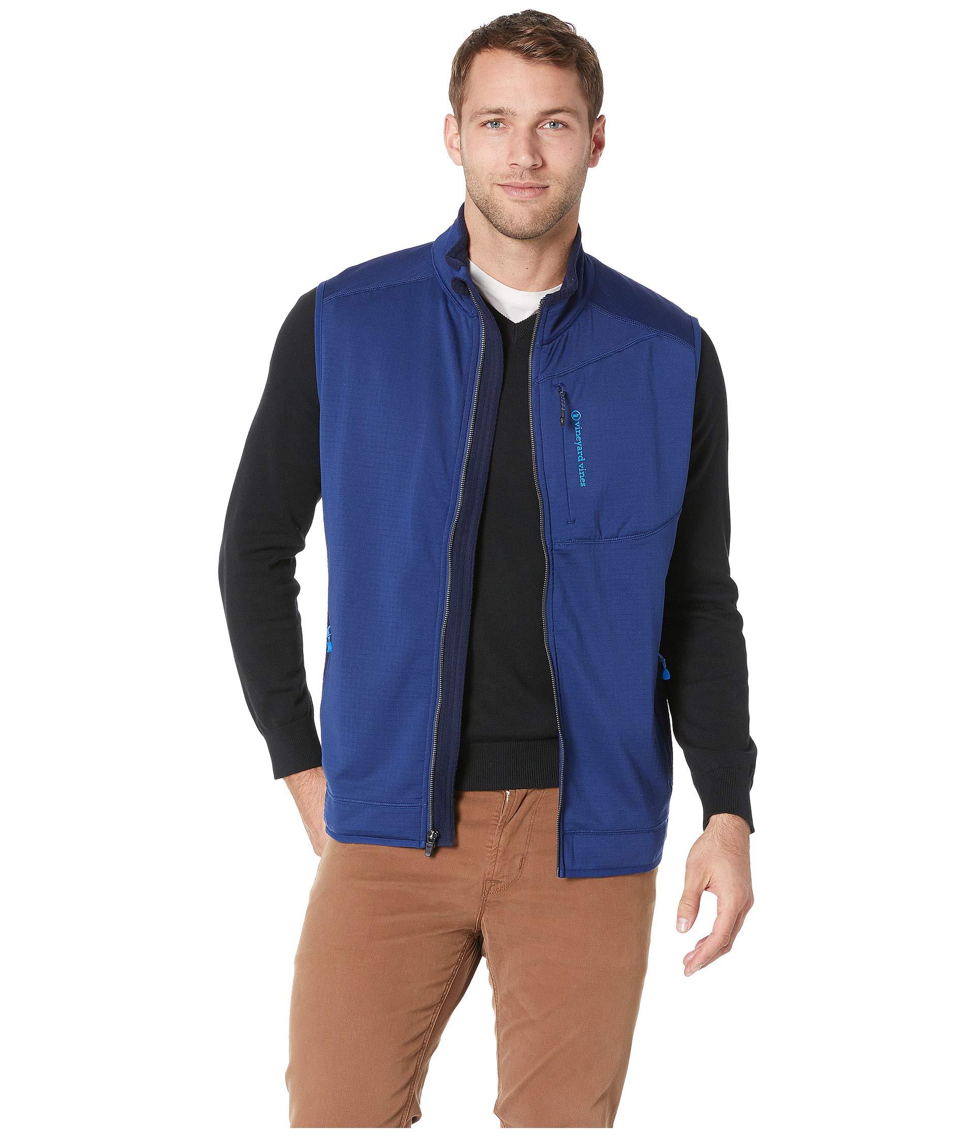 Lyst Vineyard Vines Grid Fleece Vest (deep Bay) Men's Vest in Blue