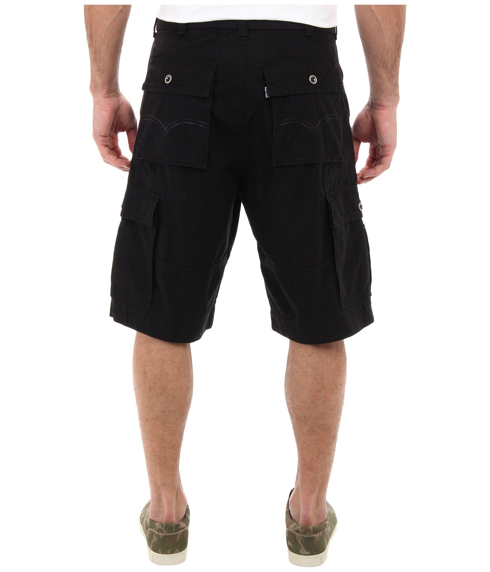 NWT Men's Levi's Snap Belted Cargo Shorts Carrier Ace Squad All Sizes Black 