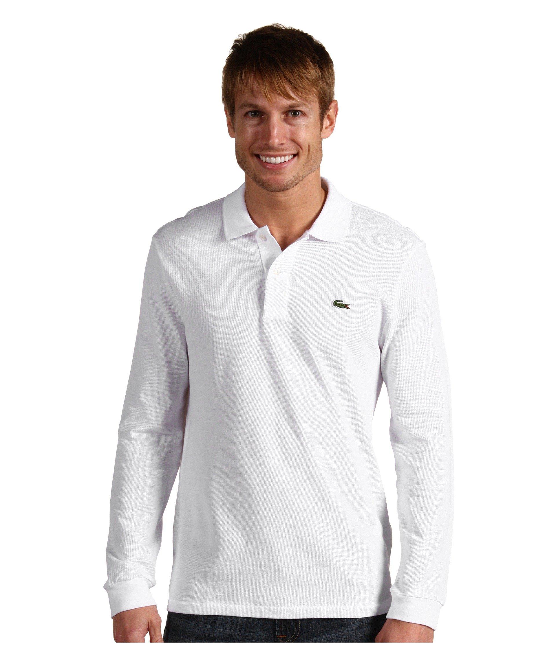 lacoste white long sleeve polo shirt