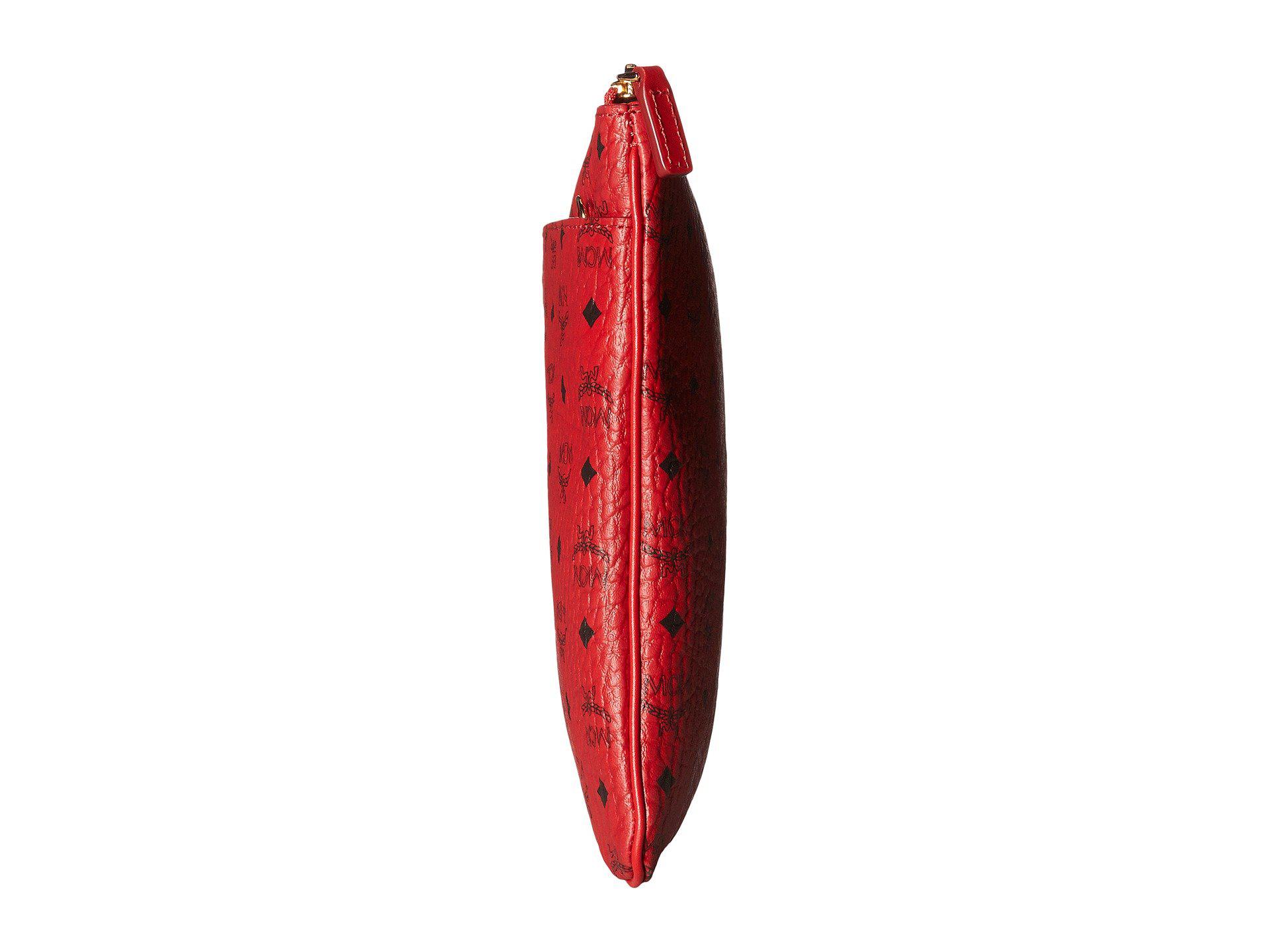 red mcm crossbody pouch