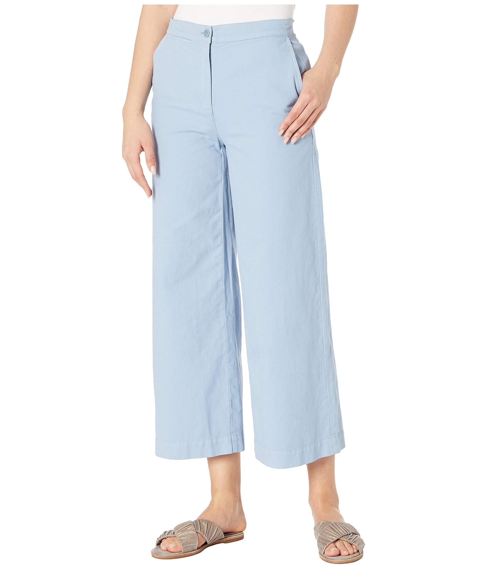 Eileen Fisher Cotton Hemp Stretch Wide Leg Ankle Pants in Pewter (Blue