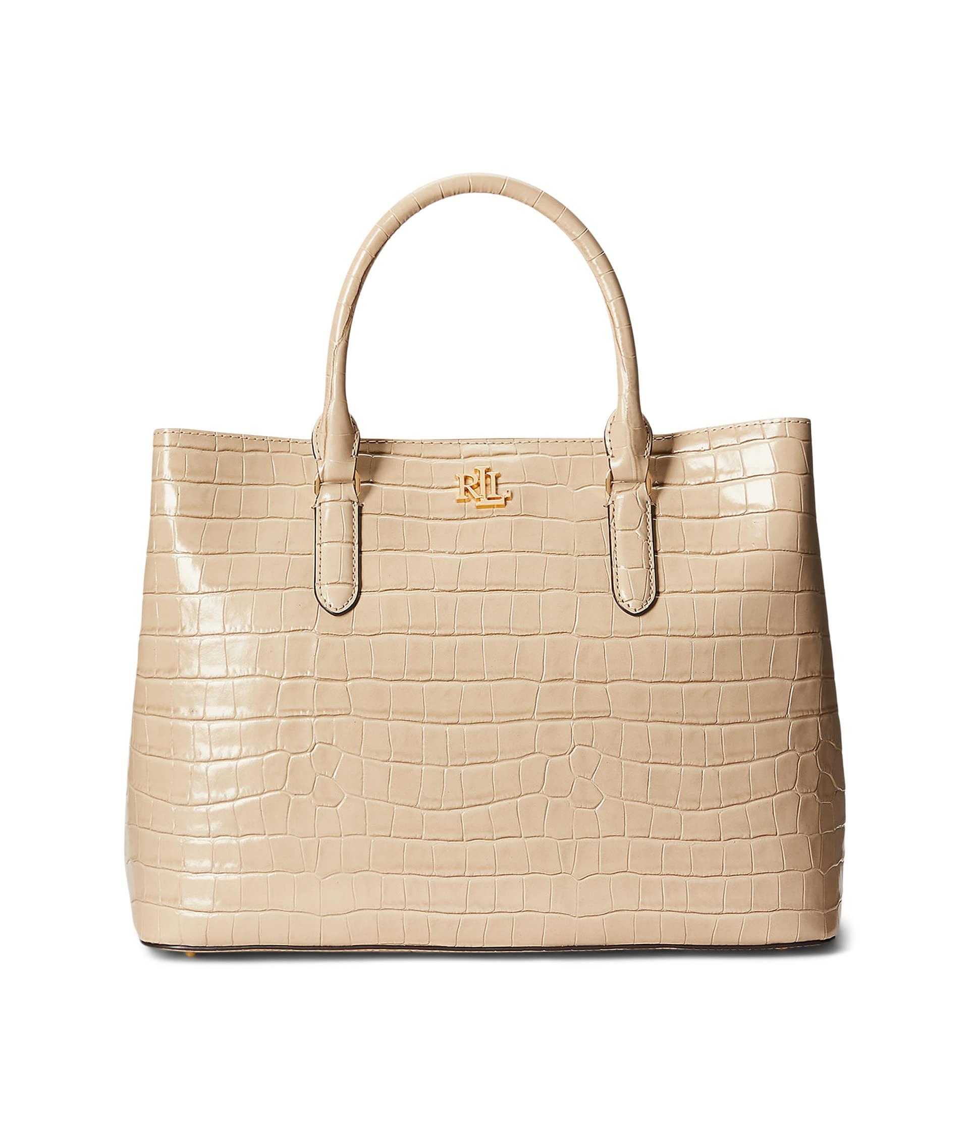 Lauren by Ralph Lauren Embossed Leather Large Marcy Satchel in Natural |  Lyst