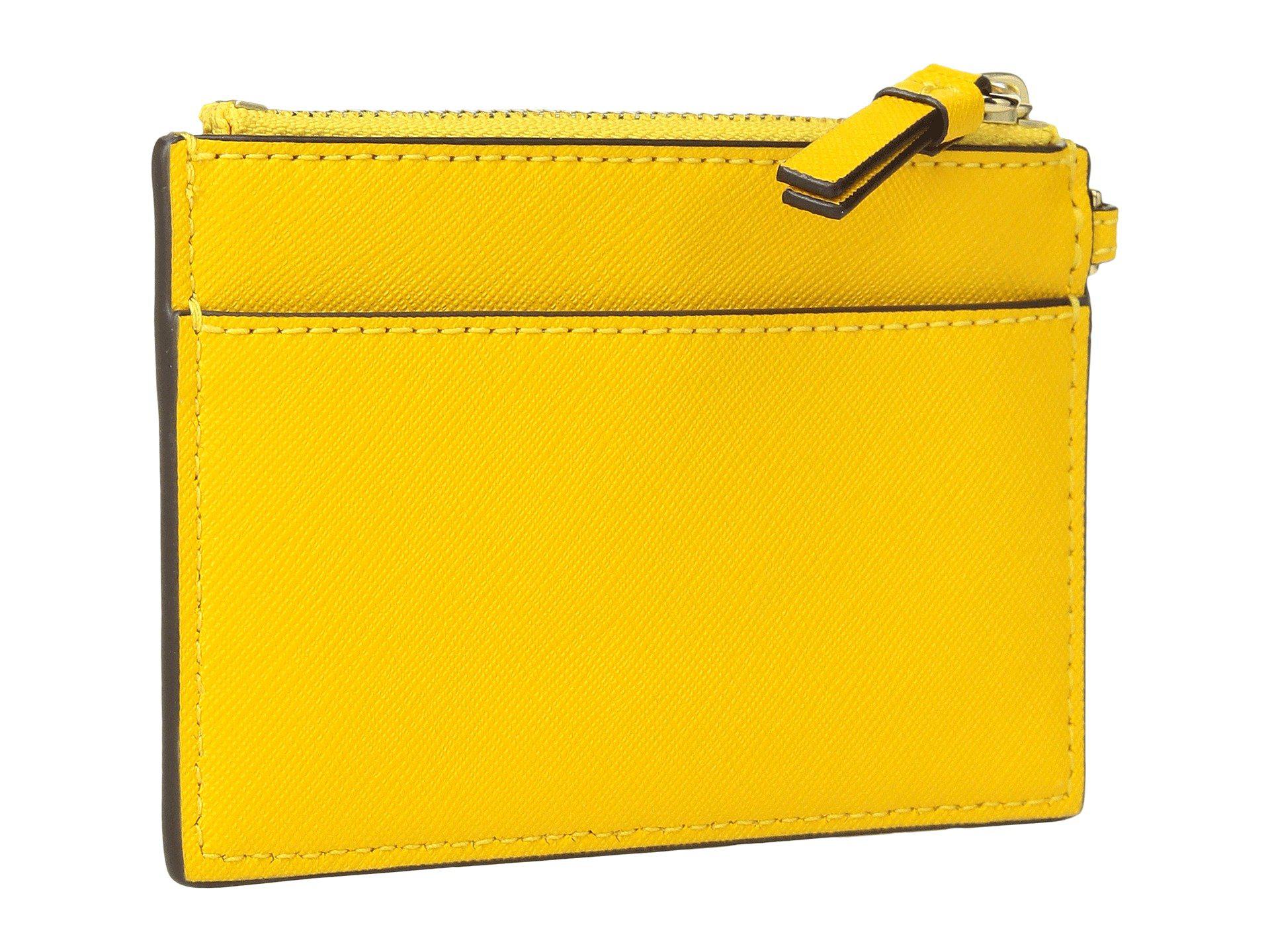 Tory Burch Leather Robinson Card Case Key Fob in Yellow | Lyst