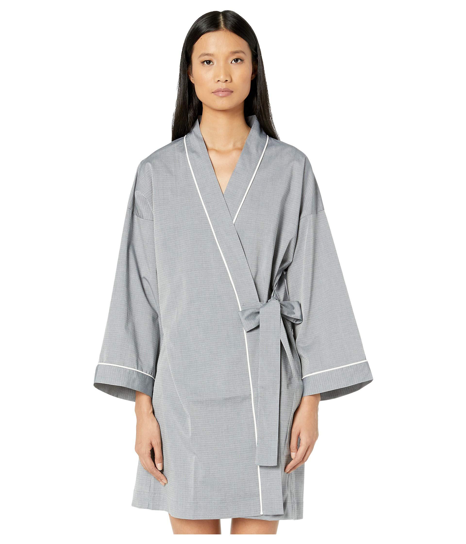 Else Cotton Victoria Wrap Robe W/ Tie Side Waist in Silver