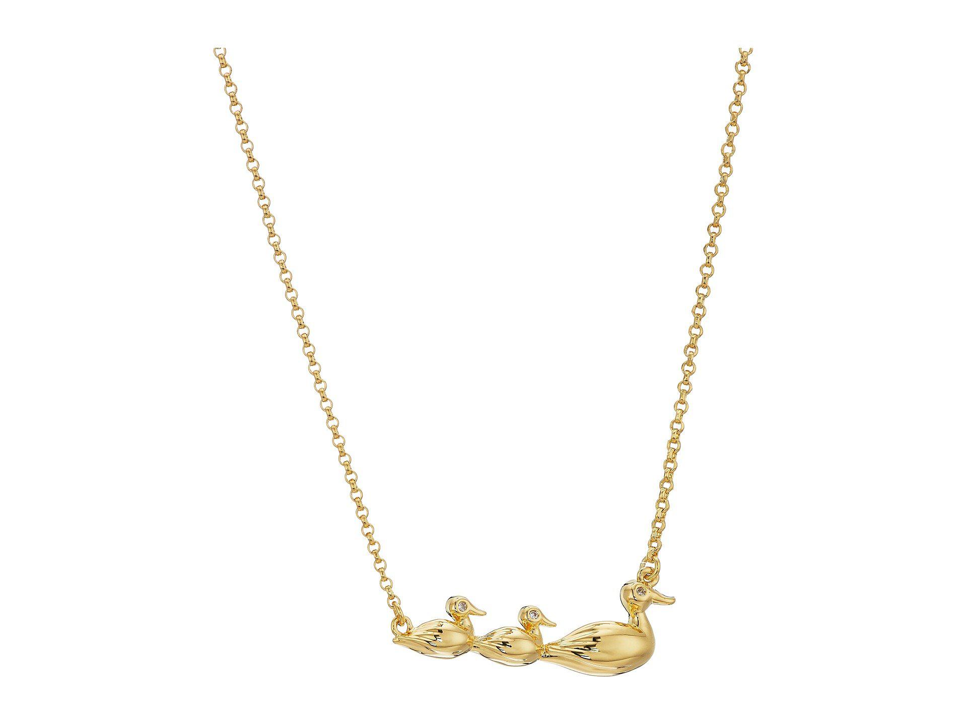 Kate Spade Mom Knows Best Duck Pendant Necklace in Metallic | Lyst