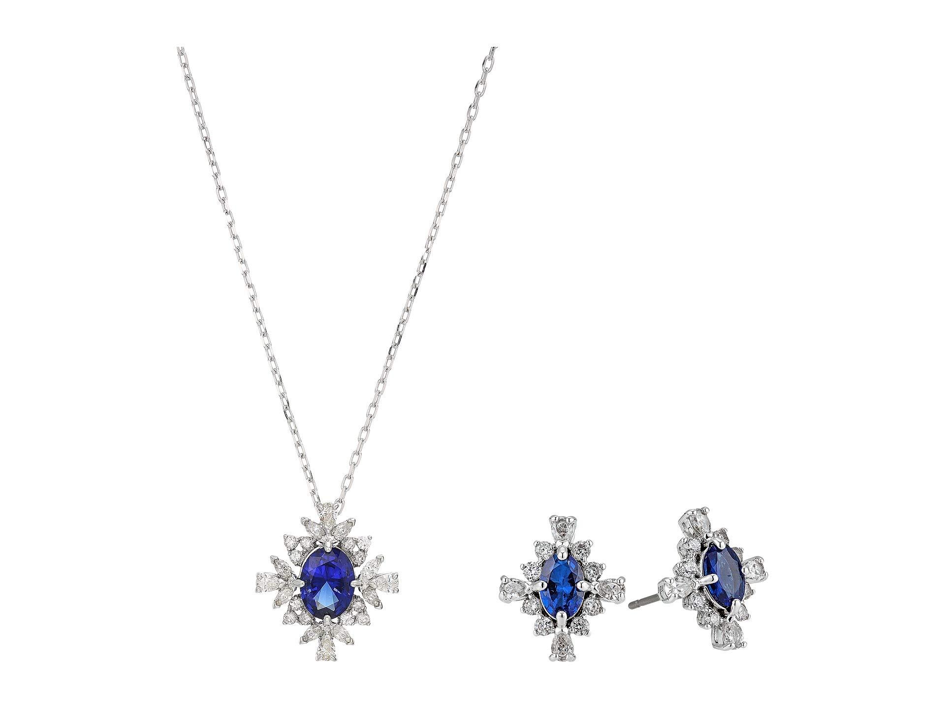 Swarovski Sapphire Palace Stud Earrings And Pendant Necklace Set in White |  Lyst