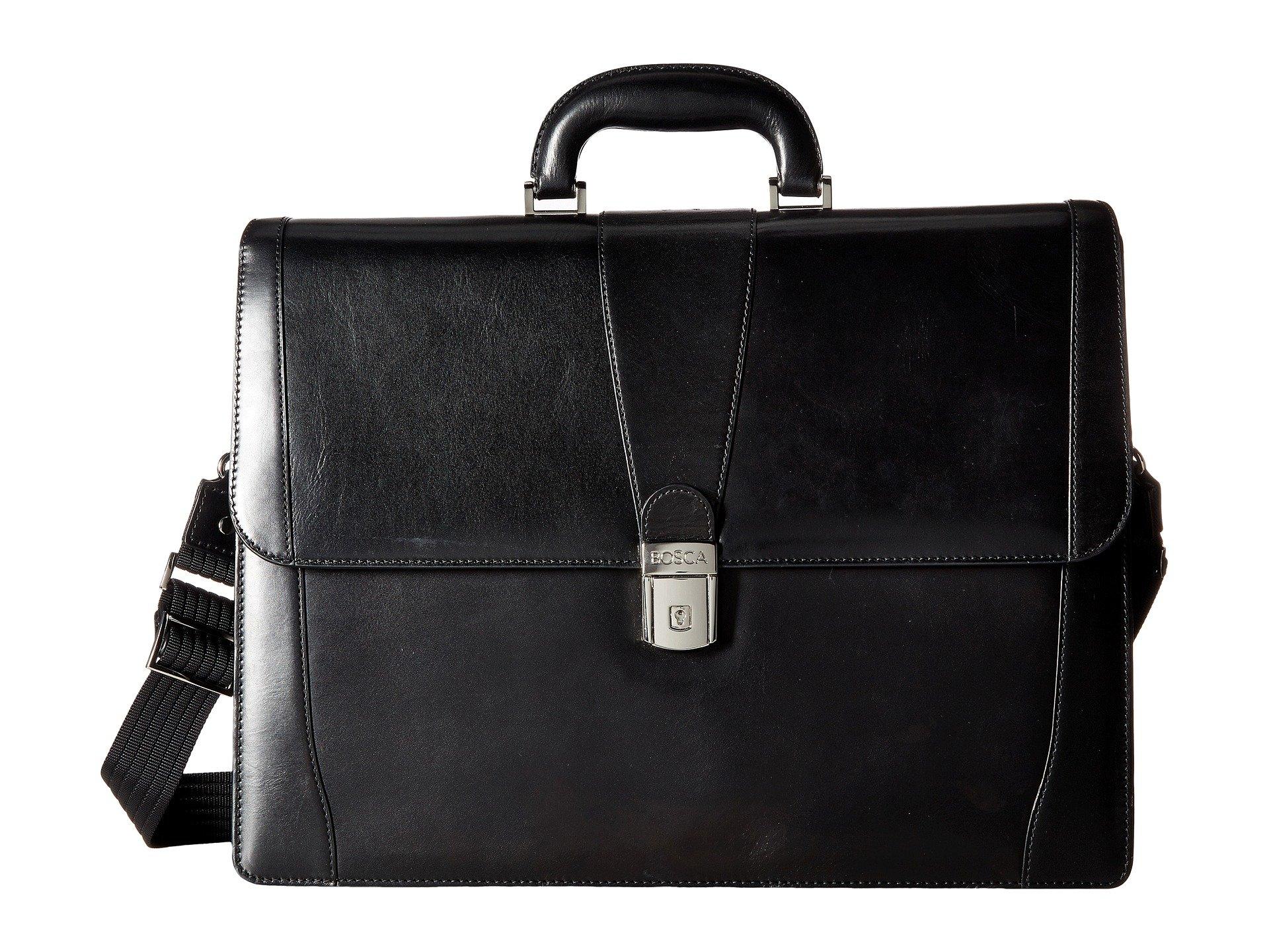 Bosca Old Leather Collection - Double Gusset Briefcase in Black Leather ...
