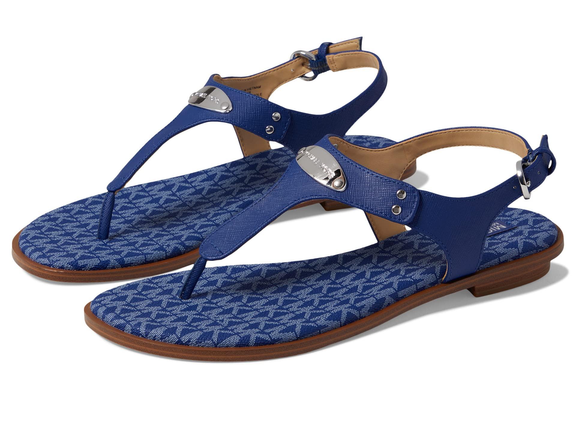 Michael Kors Mk Plate Flat Thong Sandals in Blue | Lyst