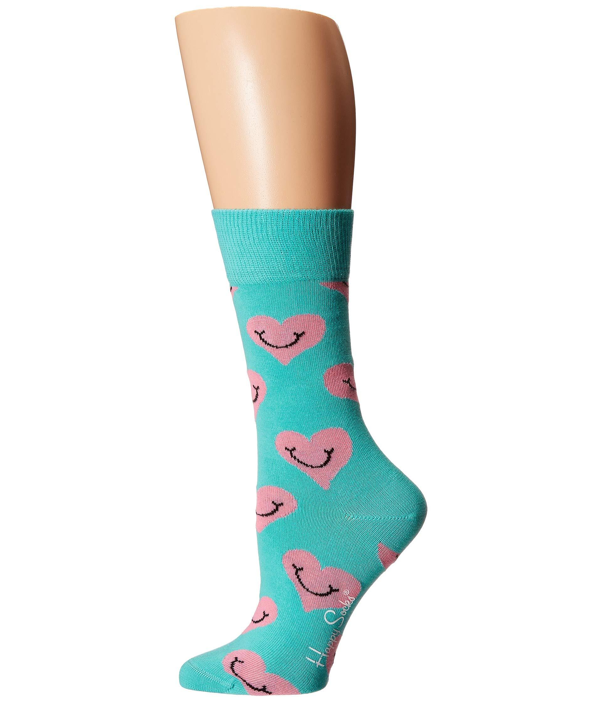 Lyst Happy Socks Smiley Heart Sock (aqua) Women's Crew Cut Socks